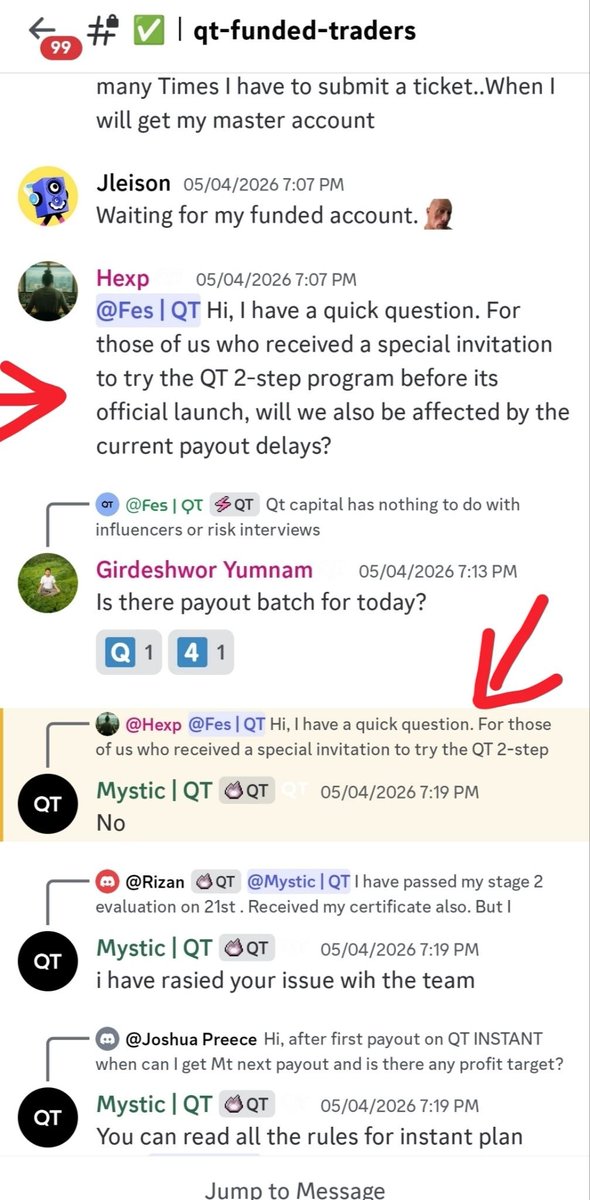 PropFirmsGuru's tweet photo. Scam alert ⚠️ @QtFunded scam exposed⬇️

QT Funded invited a trader @Vrije__Man to test QT 2-Step before launch.

The promise:
no payout delays.

What QT Funded delivered:

• 3-month payout delay
• Risk interview scheduled 3+ months later.
• Trader passed with zero rule violations.
• Firm said it lost the trader data
• Promised a refund in 7 days
• Day 11: no payout, no refund, just mute

QT Funded made the invite.
QT Funded made the promise.
QT Funded stalled the money.
QT Funded lost the data.
QT Funded broke the refund deadline.

Pay the trader.
Or refund the trader.
Silence is not a payout policy.

@Finn_QTFunded 
@AlexQuantTekel