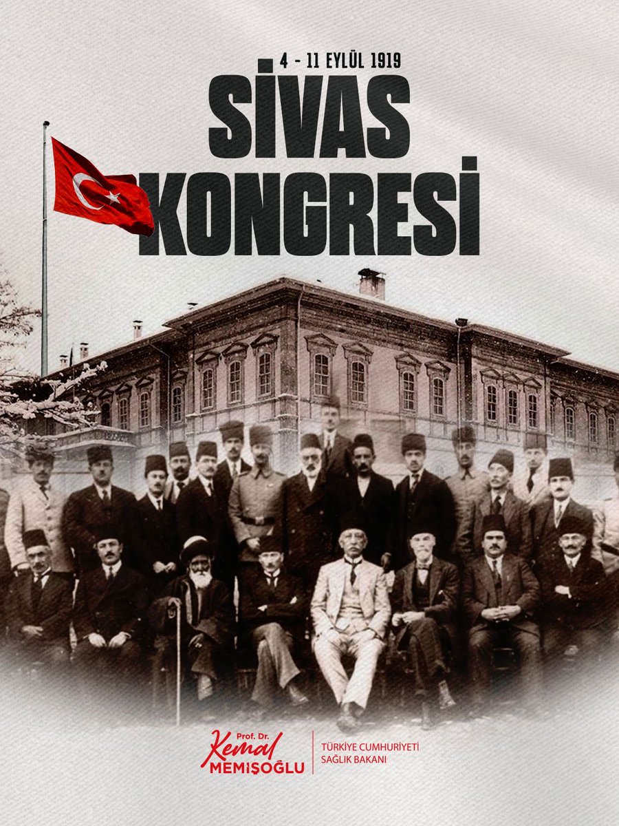 drmemisoglu's tweet photo. Millî Mücadelemizin en önemli dönüm noktalarından biri olan Sivas Kongresi’nin 107. seneidevriyesindeyiz.

Aynı ruh ve kararlılıkla geleceğe yürürken, Cumhuriyetimizin kurucusu Gazi Mustafa Kemal Atatürk’ü ve aziz şehitlerimizi rahmet, minnet ve saygıyla yâd ediyorum. 🇹🇷 https://t.co/vKMKu0HovM