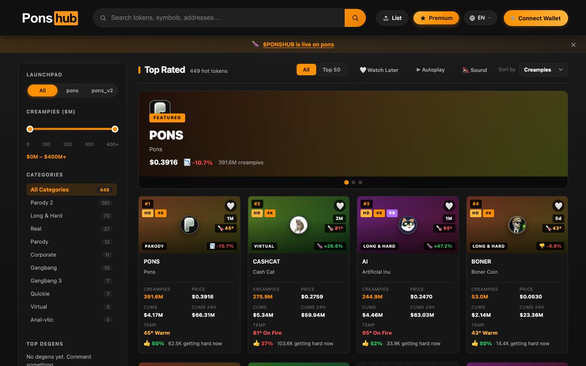 ponshub_xyz's tweet photo. 🔊 HOVER SOUNDS ARE HERE

Hover a token card and hear a quick "ooh".
like flipping through channels on late-night crypto TV.

Toggle it on/off with the new 🔇 Sound button in the toolbar. 
It's synthesized by Web Audio (no external files, no latency, pure code).

#CryptoMemes https://t.co/CqG2eHq80Q