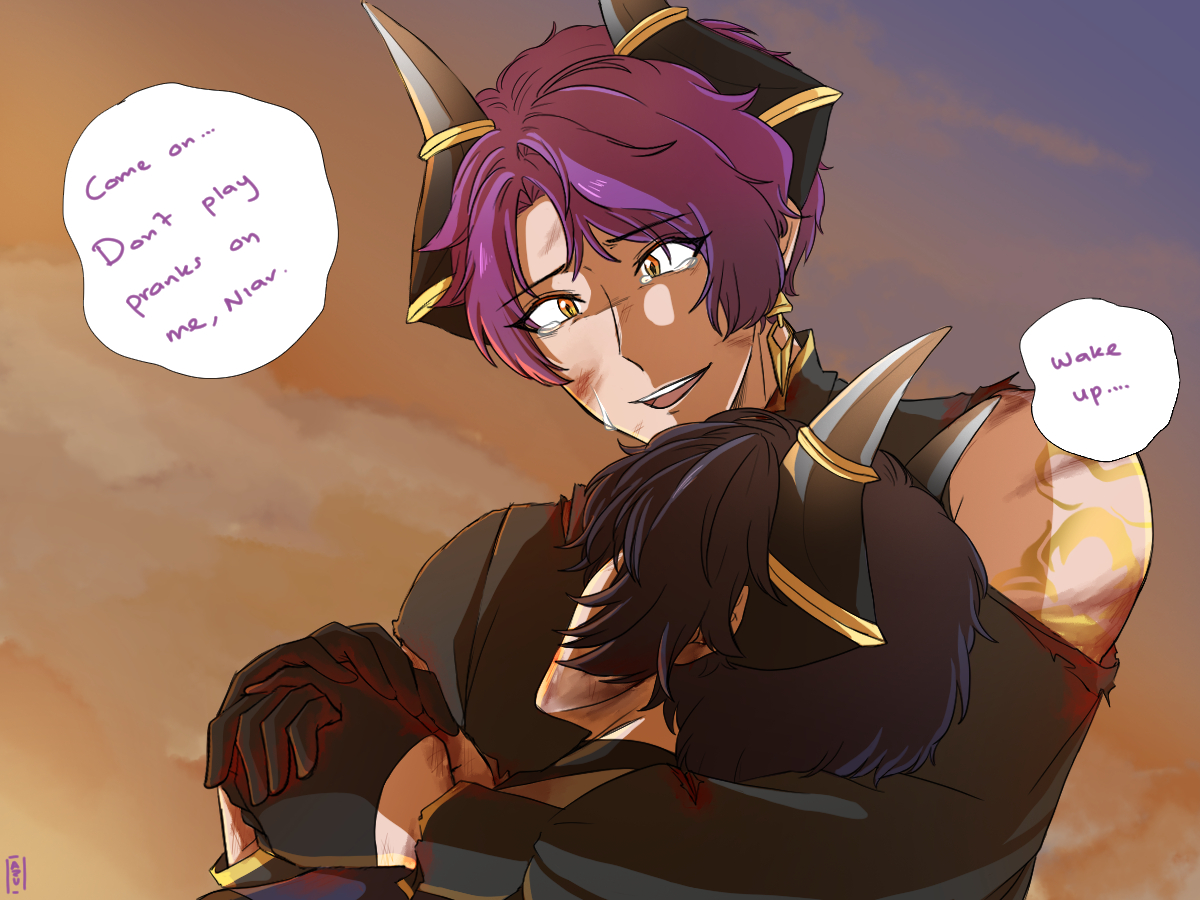 OrcaLover_Rawr's tweet photo. Uh so hey, second part is here for the Royal Au👑
I'm sure he's just asleep. It'll be fine...right?
#InVain #Niav #Vainitas https://t.co/MSURrFy7Dh