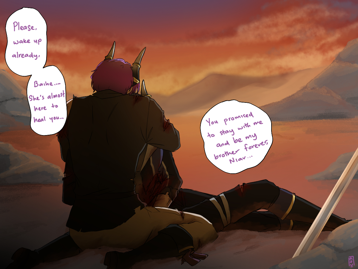 OrcaLover_Rawr's tweet photo. Uh so hey, second part is here for the Royal Au👑
I'm sure he's just asleep. It'll be fine...right?
#InVain #Niav #Vainitas https://t.co/MSURrFy7Dh