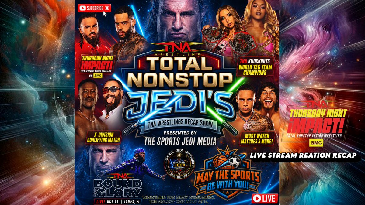 SPORTSJEDIMEDIA's tweet photo. 🚨🔥 TNA JEDI NATION — WE'RE LIVE AT 2 PM EST WITH THE RECAP! 🔥🚨
https://t.co/poHkvgBpGs
#TNAiMPACT! SEPT. 3, 2026 delivered CHAOS on the road to #BoundForGlory!

💥 Matt Hardy vs Nic Nemeth — TNA WORLD TITLE — NO DQ NEXT WEEK!
🚨 Ryan Nemeth attacked!
⚡ KC Navarro advances!
👑 Indi Hartwell submits Xia Brookside!
☠️ The Righteous take BDE!
🔥 Hotch vs Trey Miguel ends in chaos!
🎙️ BX Sports Jedi Kev
🐺 Hoss Knucklebrew
⚡ PGH Chris
🌌 TOTAL NONSTOP JEDI'S is breaking it ALL down!
Who attacked Jeff Hardy & Ryan Nemeth? 🤔
Does Indi Hartwell deserve a title shot? 👑
Can Matt Hardy become @ThisIsTNA  World Champion? 🏆

🔥 JOIN THE CONVERSATION!
👍 Like
💬 Drop your hot takes
📲 Share with your wrestling crew
🎧 Come listen & debate with the Galaxy!

🌌 JOIN THE SPORTS JEDI MEDIA GALAXY  👍 Follow/Subscribe
 ⭐ Rate & review the podcast
 💬 Send us your TNA hot takes 
📲 Share the episode with your wrestling crew
  🔥 OFFICIAL SPORTS JEDI SPONSORS
  ⚡ G FUEL ENERGY @GFuelEnergy  Use Code PGHCHRIS for 20% OFF 
🧻 DUDE WIPES @DUDEwipes  Text DUDESAVE20 to 59463 for 20% OFF 
☕ BLACKOUT COFFEE @CoffeeBlackout  Use Code SPORTSJEDI20 for 20% OFF 
🐺 WOLFPak @WOLFpaktrust  — Support Hoss Knucklebrew — Use Code BELLCOWHOSS for 10% OFF
 👕 Devon & Lang @devonandlang  — Use Code COURTNEYOSHAUGH for 15% OFF @HeyyitsCanary 
Food For Life Baking
@Food_For_Life
 📲 CONNECT WITH SPORTS JEDI MEDIA  🐦 X/Twitter: @SPORTSJEDIMEDIA 📸 Instagram: @sports_jedi_network 💬 Discord: SPORTS JEDI NETWORK 📧 Business: sportsjedinetwork@gmail.com

#TNA #TNAWrestling #TNAImpact #TotalNonstopJedis #SportsJediMedia #BoundForGlory #WrestlingTwitter #ProWrestling #MattHardy #NicNemeth