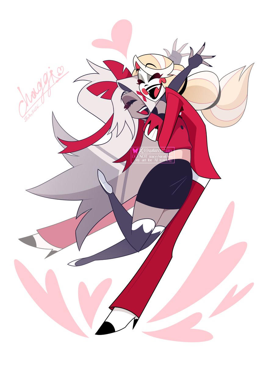 ga1axychan's tweet photo. Posting these cheerful girlfies💕

#hazbinhotel #charliemorningstar #vaggie #chaggie https://t.co/BIjq2tZUw5