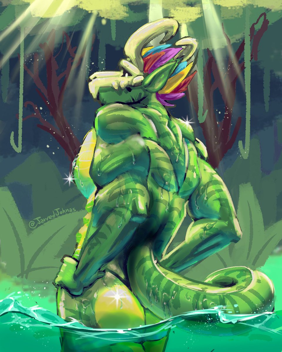 JarredJohnas's tweet photo. Witch Doctor went for a swim🏊‍♂️🦎

turns out i wasnt sad, i just needed to draw Witch Doctor again🥴
i missed drawing him😅

#witchdoctor #terrariawitchdoctor #scalieart #scalie #furryart #terraria https://t.co/9AnC6g9b35