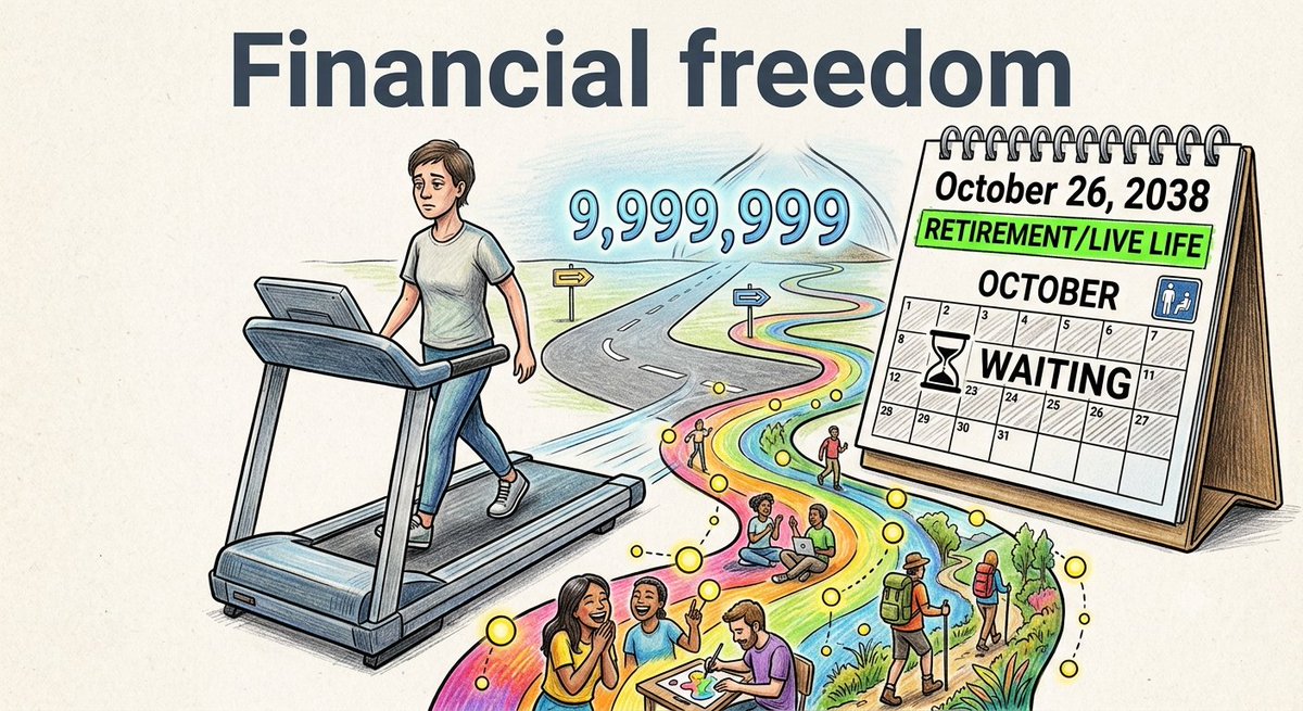 Priyan111's tweet photo. Financial Freedom ✨️ 

We sacrifice our best years for a number on a screen, convinced our actual life is waiting on the other side.

​The brutal reality of the "Deferred Life Plan":

​🟡 The finish line always moves; as your wealth grows, your lifestyle demands a new target.
🟡 An empty calendar isn't freedom; quitting without a purpose is a fast track to decline.
🟡 Reaching the number doesn't fix you; your mind simply adapts to the new normal.

​No one looks back and wishes they had hit a higher net worth. They regret fast-forwarding through their ordinary days to reach a destination that never arrived.

​The cost of admission for a future life shouldn't be the one you are living right now. You don't need a spreadsheet's permission to live.
