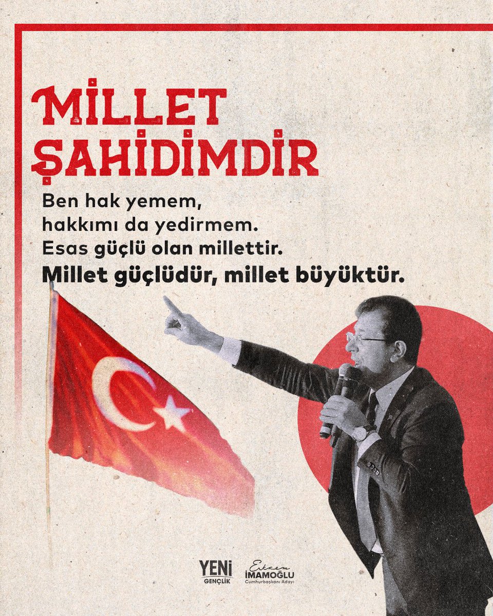 yepyenigenclik's tweet photo. Cumhurbaşkanı adayımız Ekrem İmamoğlu, Silivri zindanından milletimize seslendi: 

"Cumhuriyet, demokrasi, adalet için bedeli hayatım da olsa sonuna kadar mücadele edeceğim!" https://t.co/Fevvla3ovb