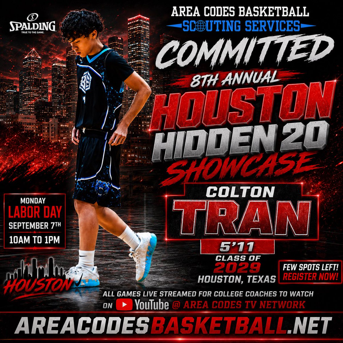 areacodes's tweet photo. HOUSTON HIDDEN20 Showcase on Labor Day 10am-1pm in Tomball, TX. LIMITED spots left for boys in grades 9-12 INFO https://t.co/pVW7i4Y8af @djones8301 @RcsSports @FYNALLSTARS @ball_consultant @Jwhite91009 https://t.co/Llzp4um9w3