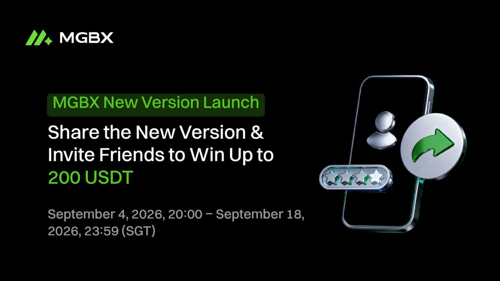 MGBX_Global's tweet photo. #MGBX New Version Launch

- Share the new App — first 2,000 users get 5 USDT!
- Invite friends & earn more together.
👉 Join Now: https://t.co/HwTa8ljWDB

💬 What asset should MGBX list next?

To win:
🪂 Follow @MGBX_Global 
🪂 Comment your pick + UID
🪂 Like + RT

🎁 10 Winners will share 200 USDT