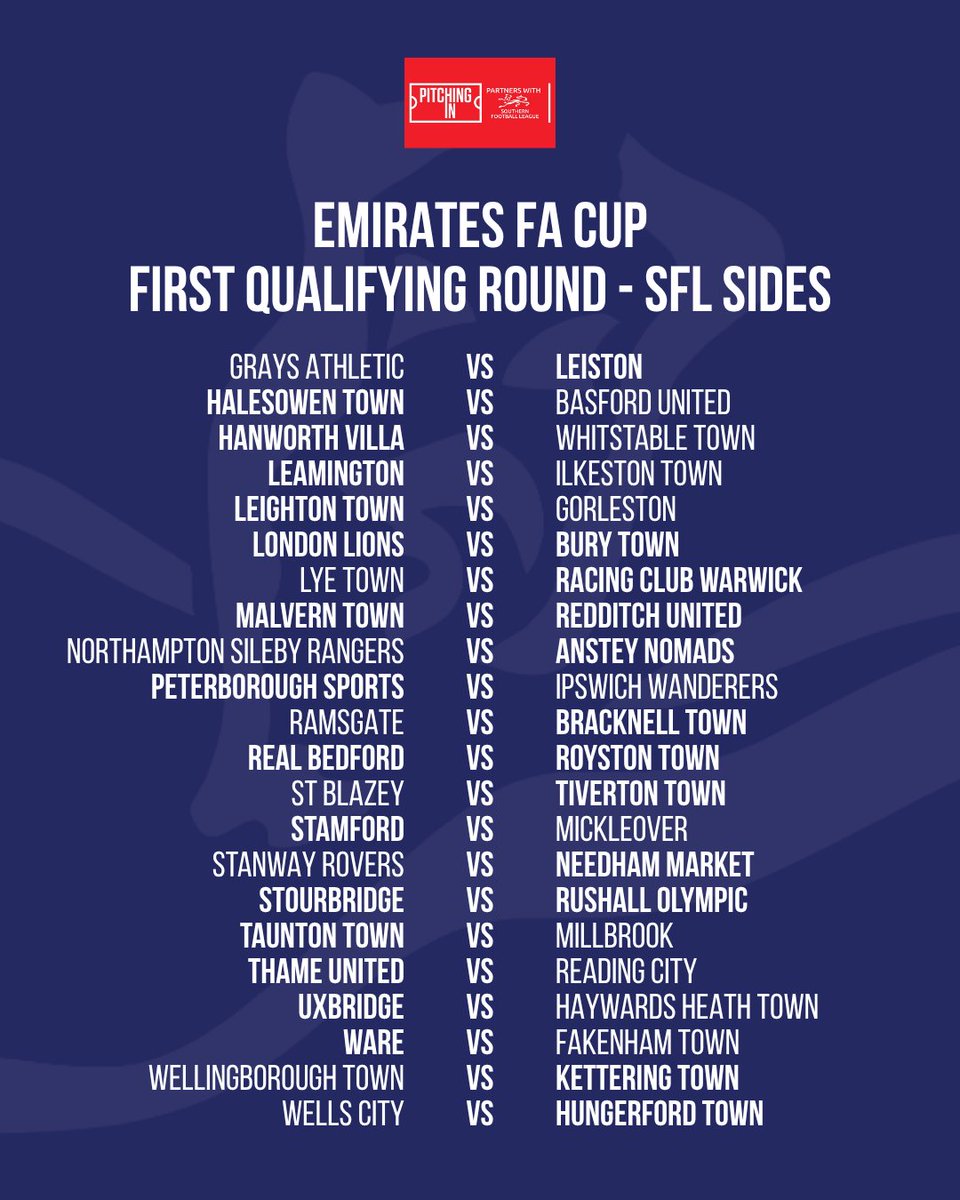 SouthernLeague1's tweet photo. There's plenty of @EmiratesFACup action this weekend involving #SFL sides 🏆

You can also catch Knowle vs @WorcesterCityFc LIVE on the BBC at 12:30pm on Saturday, September 5 📺 https://t.co/w71Sfi6S8V
