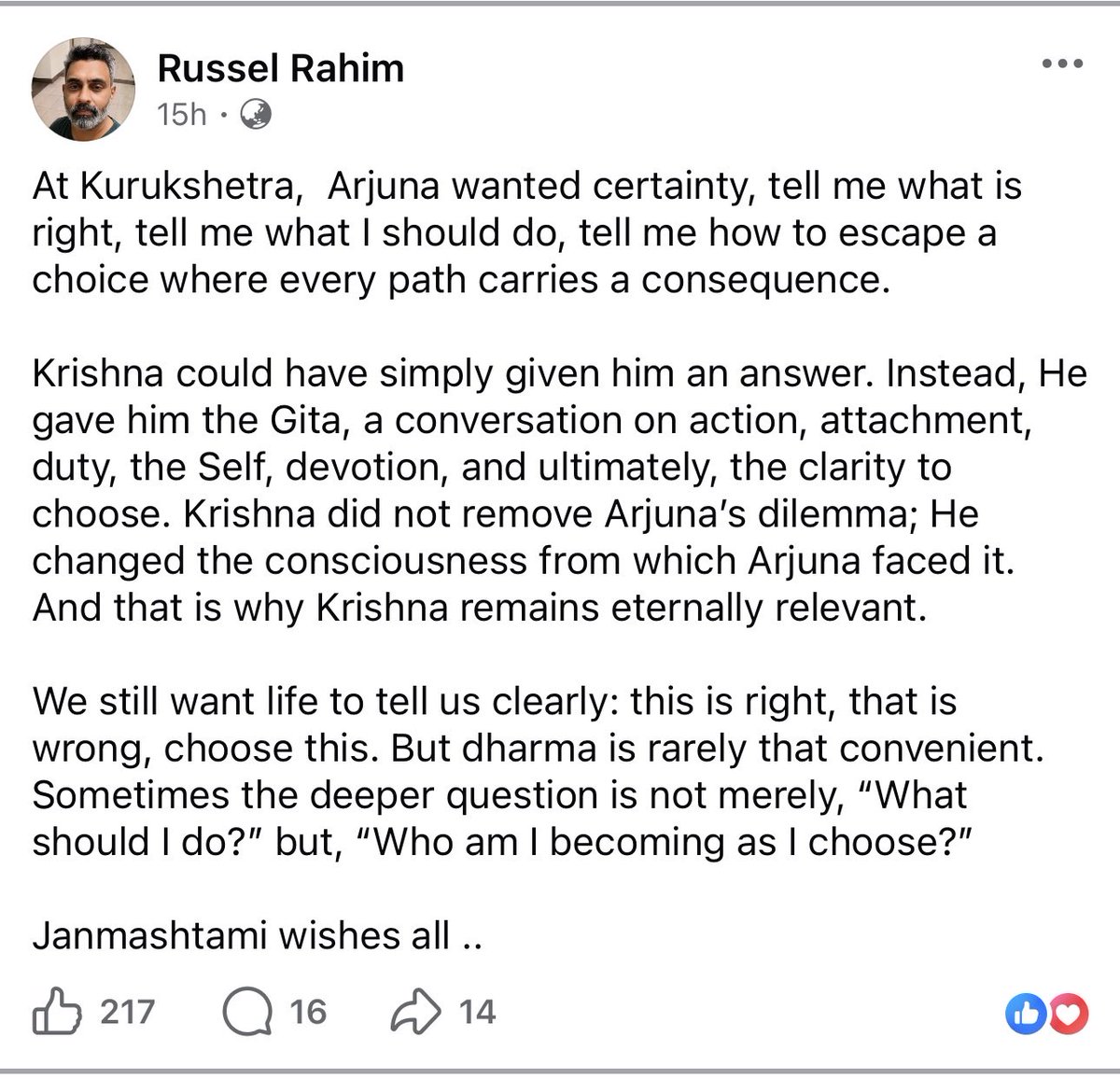 bhatnaturally's tweet photo. I rarely open Facebook but was told about this post. Nicely written https://t.co/Fg6Nq7db1g