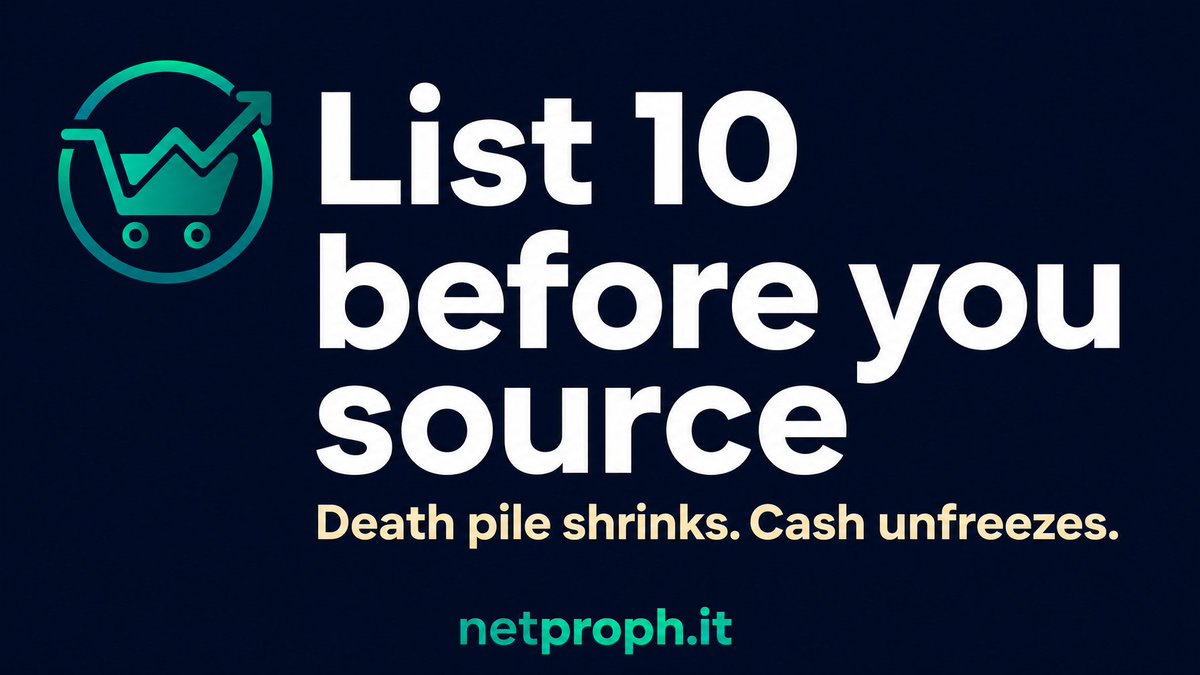 netprophit's tweet photo. List 10 before you source.

Death pile shrinks. Cash unfreezes. The thrift run can wait until the totes move.

#reseller #thriftflip #sidehustle https://t.co/zbQGP9I0hp