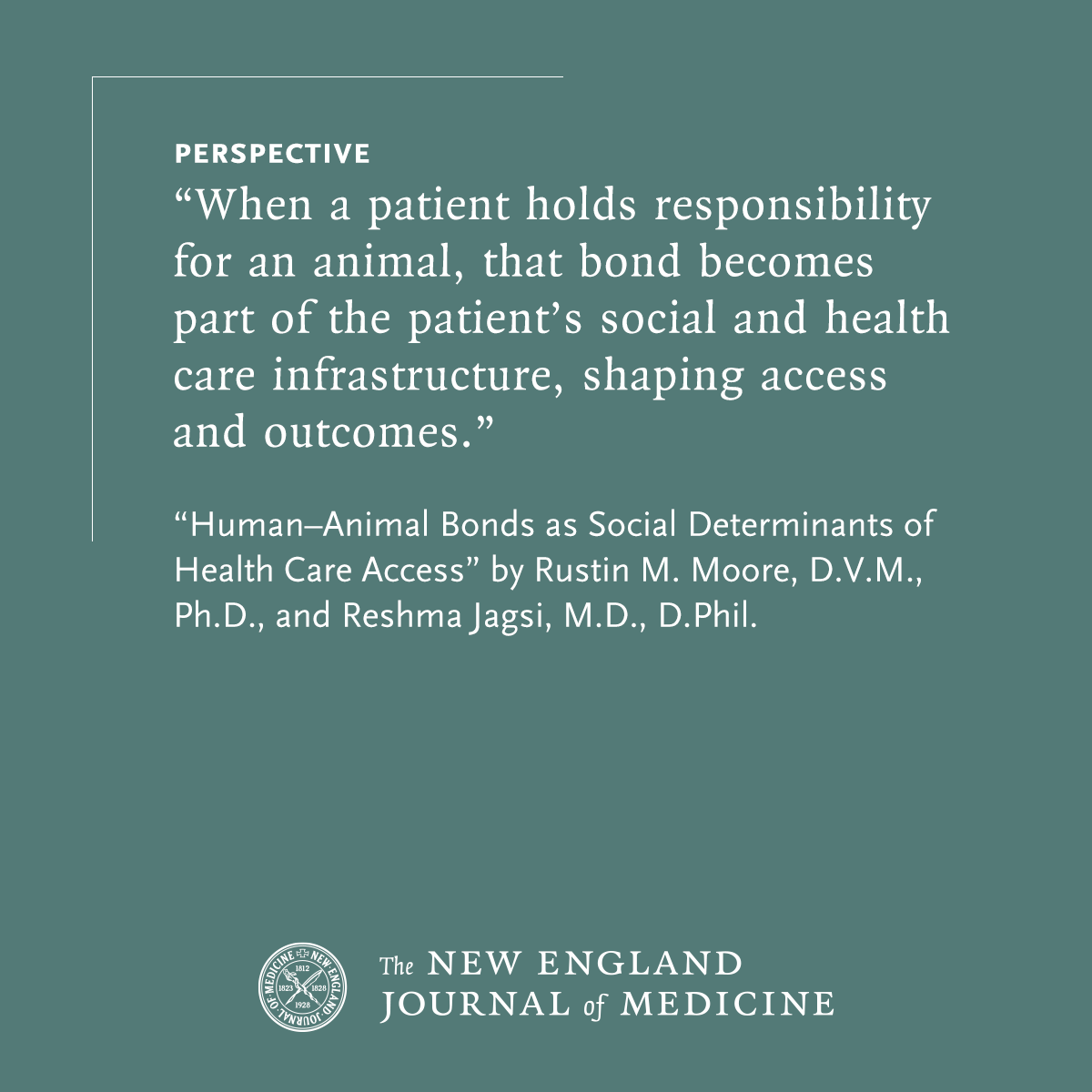 NEJM's tweet photo. The authors of a new Perspective argue that clinicians who overlook patients’ relationships with their pets may both miss opportunities to improve health and misinterpret health care decisions that are constrained by competing obligations. Learn more: https://t.co/CsytFXvgA3 https://t.co/XdodtEihvt