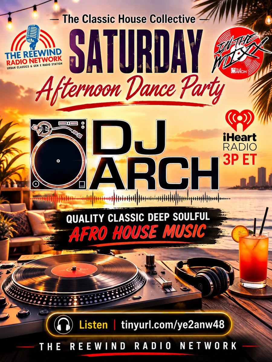 deejarch's tweet photo. 🎵 Tomorrow is your next chance to experience The Classic House Collective with DJ ARCH. Set your reminder for 3 PM ET. https://t.co/GmXyr7Ewxg #deejarch https://t.co/JRC0XHrnlD