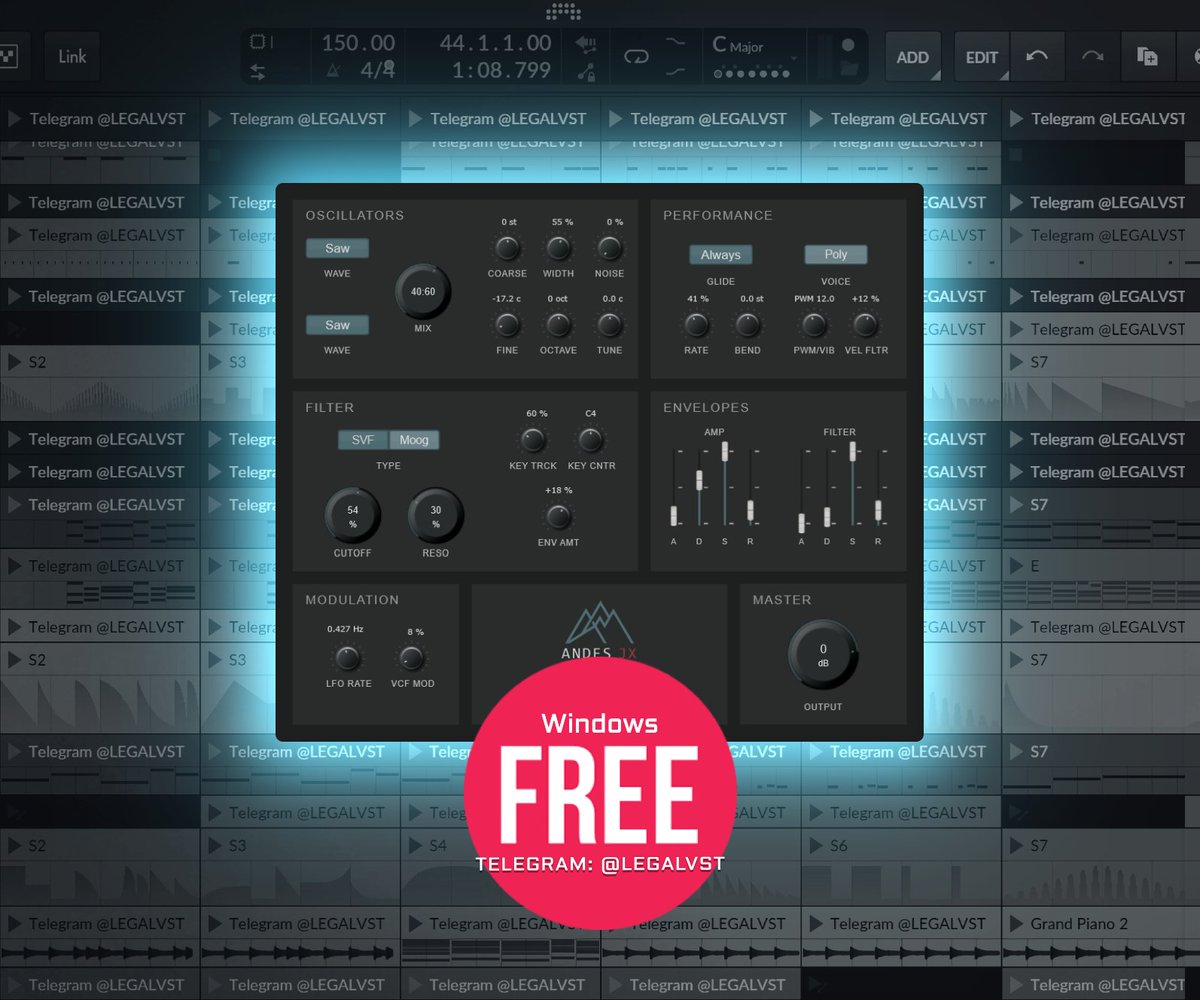 LEGAL_VST's tweet photo. Andes JX by Jhonatan Lopez ποΈ
16-voice poly synth w/ 2 oscs, 2 filters, noise gen, ADSR envs, anti-aliasing
π» Win (VST3)
π FREE https://t.co/UOueh6e2oC
More freeware π https://t.co/okUqkdbah2
#freeplugin #synthplugin #opensource #subtractive #polyphonic https://t.co/csH6o1x8zH
