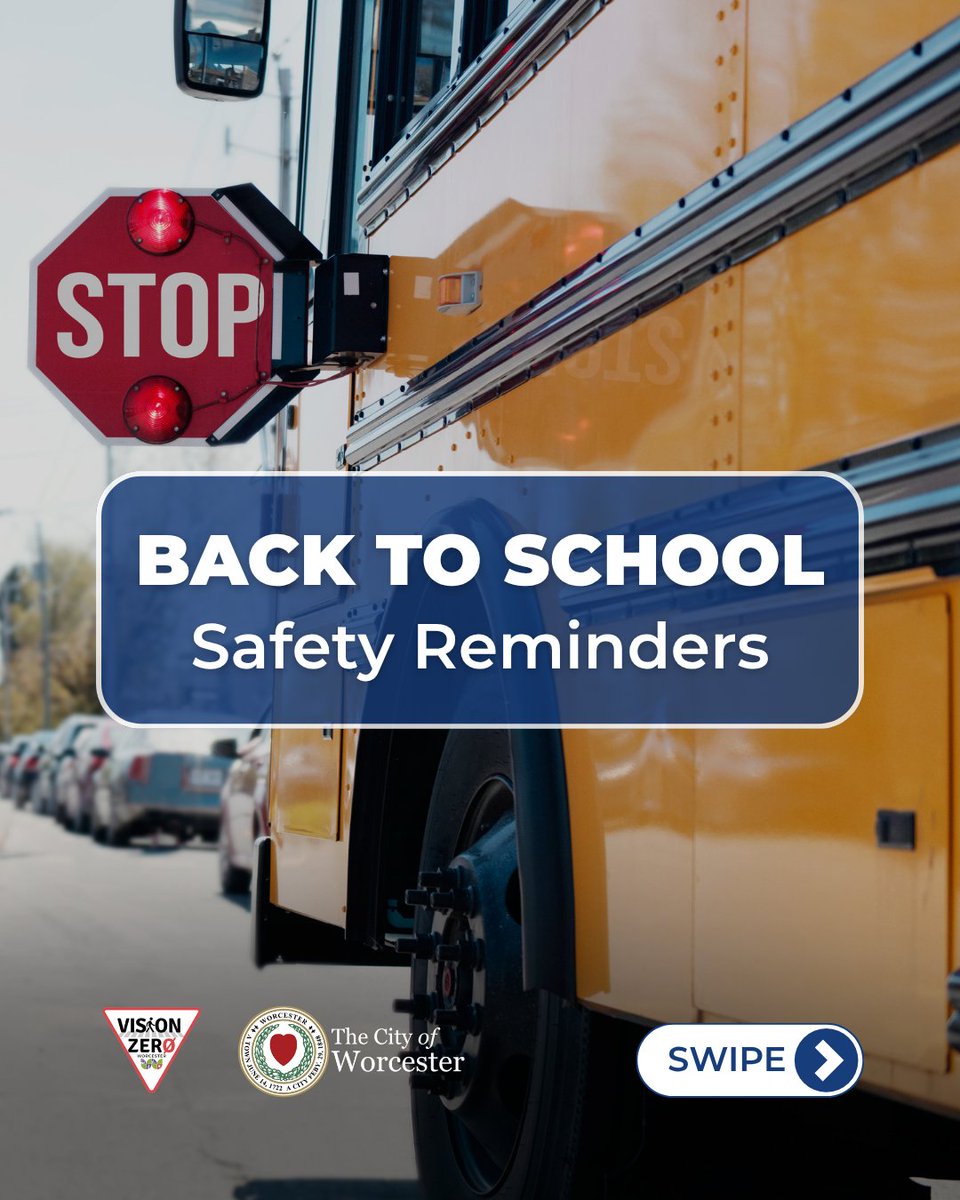 TweetWorcester's tweet photo. (1/2) Worcester kids are back to school and that means that our roads just got busier! Whether riding a school bus, walking or riding bikes to school, or getting dropped off by their parents, we want everyone to get to school safely. https://t.co/x3OwJW2Omk