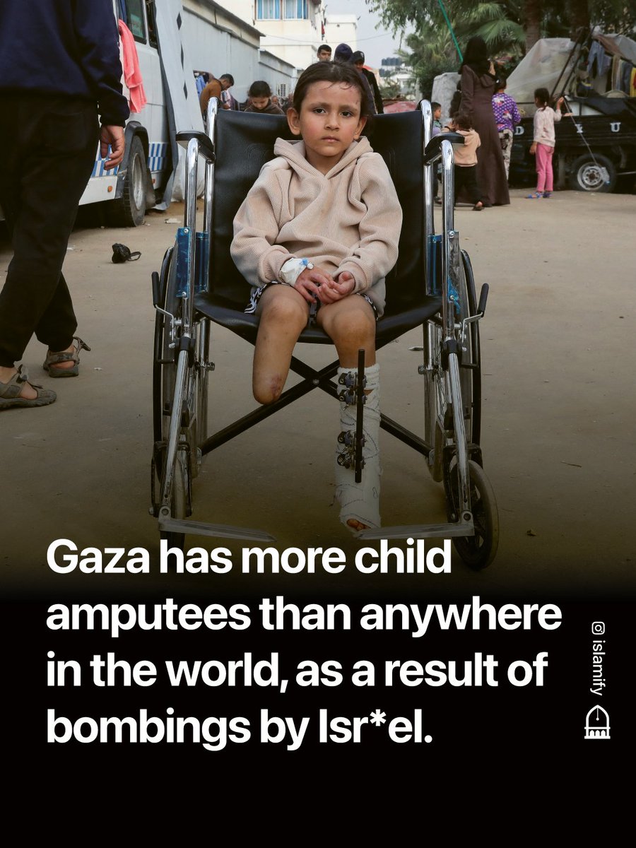 Alhamdhulillaah's tweet photo. Adidas is facing calls for boycott after featuring a soldier of the occupation forces who took part in war crimes in Gaza.

The soldier who lost his leg during the ongoing genocide is part of a 'Single Shoe Service' campaign for Isr*eli soldiers who have only one leg.

Meanwhile Gaza has become home to more child amputees than anywhere else in the world, as a result of injuries caused by Isr*eli bombings.