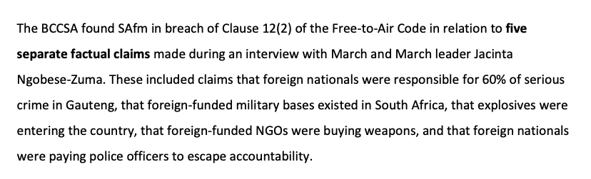 geoffreyyork's tweet photo. South African public broadcaster SAFM has apologized for broadcasting a slew of blatant lies by an anti-migrant activist. The Broadcasting Complaints Commission ruled that the radio network had violated its code of conduct by failing to react to these lies or to demand evidence. https://t.co/rXY9pJEF84