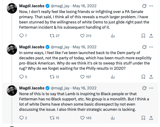 magi_jay's tweet photo. It was actually really difficult to criticize Fetterman in 2022. If you did, you'd get hit with a lot of bullies. Also, the elitists in the commentariat treated you like a shrill reactionary centrist who didn't endorse the secret sauce to winning elections. Sound familiar? https://t.co/bSACR6hiYt