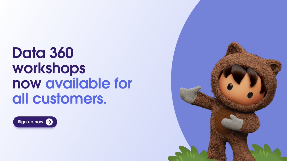 CaseyAngst's tweet photo. Data 360 workshops are now available to ALL customers.

Whether you are just getting started or deepening product usage, these Data 360 workshops will help you turn your data into action faster.

Find the workshop that's best for you: https://t.co/nFn1gbR7tz https://t.co/1kqGyYtzPw