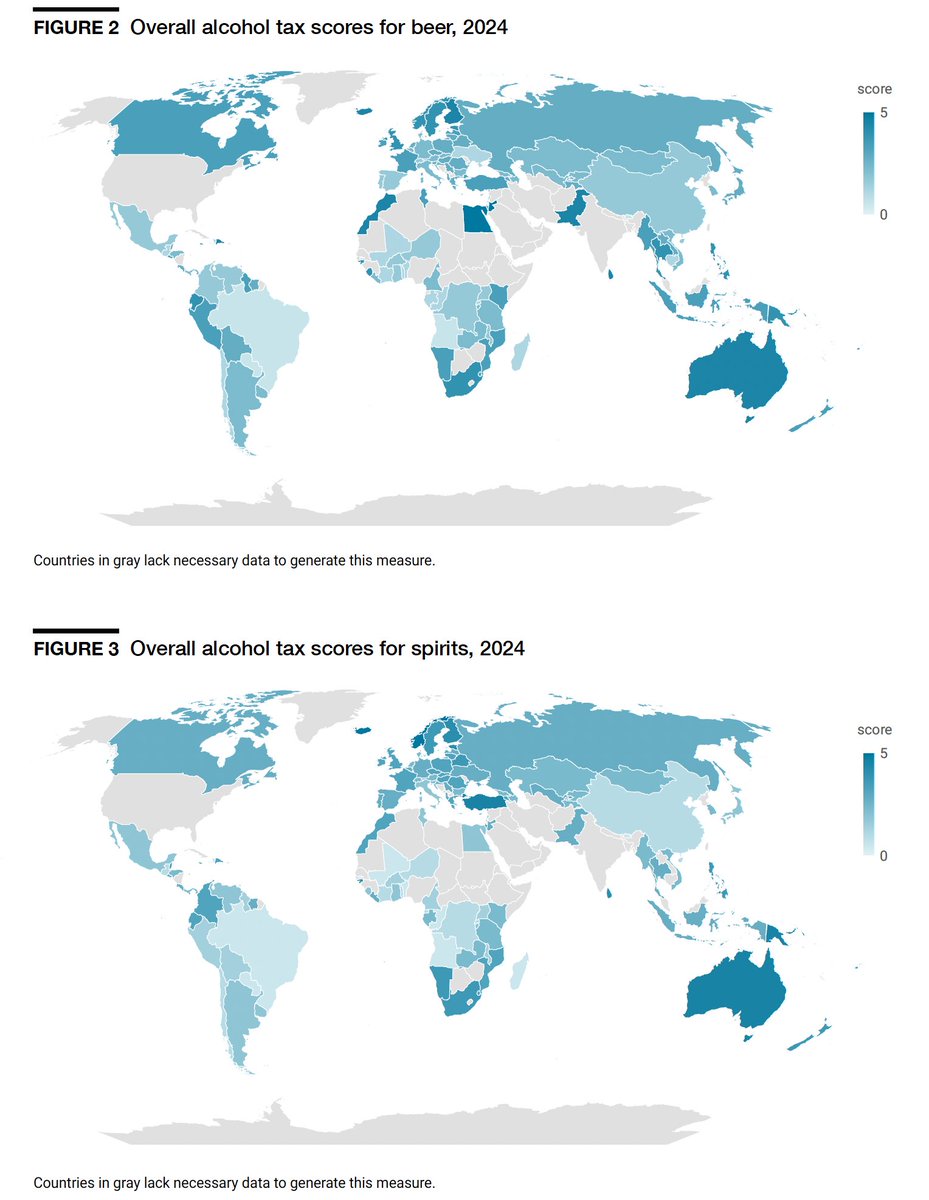 EconforHealth's tweet photo. In the 1️⃣st @EconforHealth #AlcoholTaxScorecard, the global avg score out of 5️⃣, was only 1.52 for beer &amp; 1.72 for spirits 🔎

Most countries are not implementing best practices in #alcohol taxes, leaving significant room for improvement 📈

Learn more 👇
https://t.co/6J9BUIS9Kj https://t.co/0JJCKlYCZD
