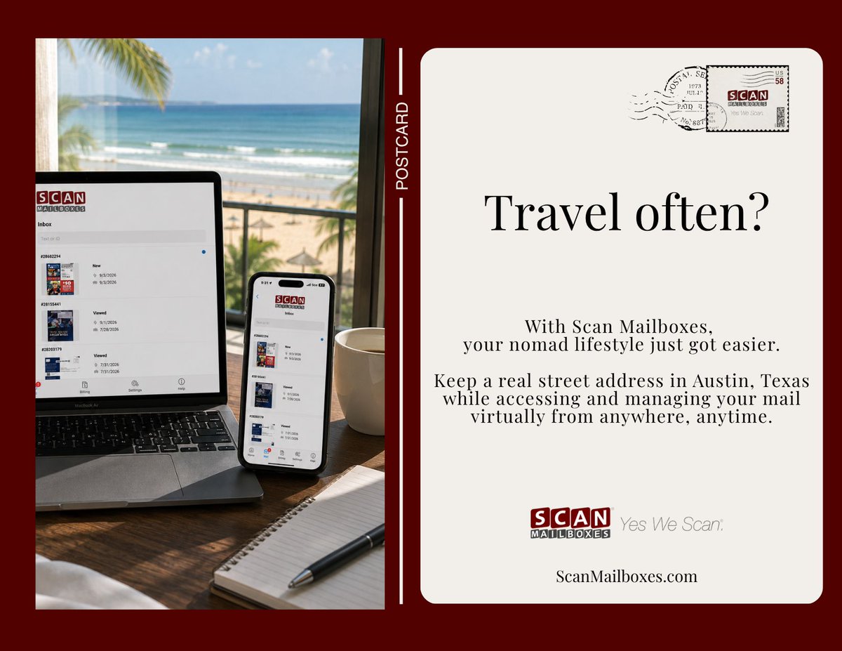 scanmailboxes's tweet photo. Do you travel often? Visit https://t.co/O6Lp8JDh3F to get your virtual mailing address https://t.co/Cpdrvpfx6A