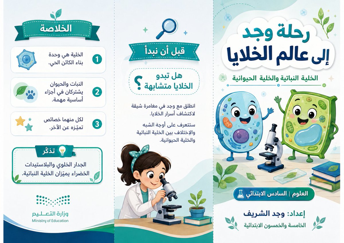 halshareif's tweet photo. معلمة ابنتي طلبت قصة تعليمية مصوّرة عن الدرس…

فحوّلنا الفكرة إلى برومبت يصنع من أي درس قصة بصرية أنيقة وجاهزة للنشر: مطوية، بروشور أو بوستر.

حين يتحول الدرس من محتوى… 
إلى تجربة تُحكى وتُرى. ✨

⚪️#البرومبت :

تصرّف كأنك خبير مناهج سعودية + مؤلف قصص تعليمية + خبير تبسيط معرفي + مصمم تعليمي بصري + خبير هوية وزارة التعليم + مدقق لغوي وإملائي صارم.

المدخلات

الموضوع / الدرس: [اكتب هنا]

المادة: [اختياري]
المرحلة / الصف: [اختياري]
الفئة: [طلاب / طالبات / معلمون / معلمات / تلقائي]
نوع المنتج: [مطوية / بروشور / بوستر تعليمي / تلقائي]
اسم المُعد: [اختياري]
اسم المدرسة: [اختياري]
هوية أو شعار إضافي: [اختياري]
المهمة

حلّل الموضوع أو الدرس وفق المناهج السعودية، ثم ألّف قصة تعليمية أصلية قصيرة وممتعة تنقل المفاهيم والمعلومات الأساسية بدقة من خلال شخصيات، موقف، تسلسل أحداث، مشكلة أو سؤال، اكتشاف، ثم خاتمة تعليمية ذكية.

كيّف تلقائيًا:

اللغة، الشخصيات، الأسلوب، مستوى العمق والتصميم حسب العمر والمرحلة والفئة.

استخدم صياغة مناسبة للذكور أو الإناث بحسب المدخل، دون أخطاء في التذكير والتأنيث.
امزج هوية وزارة التعليم السعودية مع هوية بصرية مستوحاة من موضوع الدرس دون ازدحام.
لا تُظهر أي بيانات اختيارية لم يُدخلها المستخدم.
الإخراج

أنشئ المنتج بصريًا باللغة العربية RTL كامل من اليمين إلى اليسار، بخط عربي واضح وتسلسل قصصي سهل، ورسوم تعليمية جذابة مناسبة للفئة.

إذا كان المنتج «مطوية»

أخرجها إلزاميًا كالتالي:

صورة مستقلة للوجه الأول.

صورة مستقلة للوجه الثاني.
مع توزيع صحيح للطيات ومراعاة اتجاه الطباعة والطي، وعدم دمج الوجهين في صورة واحدة.

إذا كان «بروشور» أو «بوستر»

أنشئ تصميمًا واحدًا مستقلًا متكاملًا مناسبًا للطباعة والنشر.

شروط صارمة

القصة مؤلَّفة خصيصًا للموضوع وليست تلخيصًا جافًا.

المحتوى صحيح علميًا وتعليميًا ومتوافق مع مستوى الفئة.
خالية تمامًا من الأخطاء الإملائية والنحوية واللغوية.
لا ازدحام، لا نصوص طويلة، لا عناصر زخرفية بلا وظيفة.
اجعل المنتج تعليميًا، قصصيًا، بصريًا، ممتعًا، وقابلًا للاستخدام مباشرة داخل المدرسة.

.

#برومبت #برومبت_تعليمي #الذكاء_الاصطناعي #التعليم #ChatGPT

الدرس لم يعد يُشرح فقط… 
بل يُحكى ويُرى.