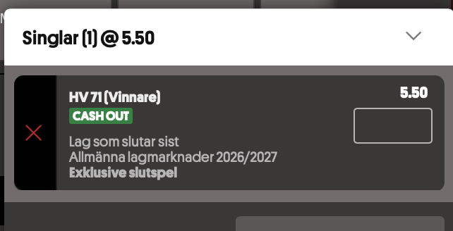 skandalomsusad's tweet photo. Ett väldigt bra långtidslir på SVS/kambi imo. HV har en riktigt svag trupp rakt igenom och dessutom långtidsskada på normalt keyback i Hansson (hinner man få in någon?). 

Målvakterna bakom Sandström som själv är medioker blir bra på sikt men svårt att se att det ska räcka redan. Kommer behöva ta in flera klasspelare under säsong för att undvika att torska ett kval mot Timrå/Löven/annat förmodat bottenlag men det kommer nog väldigt sent när andra ligor är "avslutade".

Enda räddningen för att inte slåss i absoluta botten är att Niklas Eriksson trollar med knäna men det känns som väldigt långsökt.

25-30% att bli sist har jag inga problem att ge.
