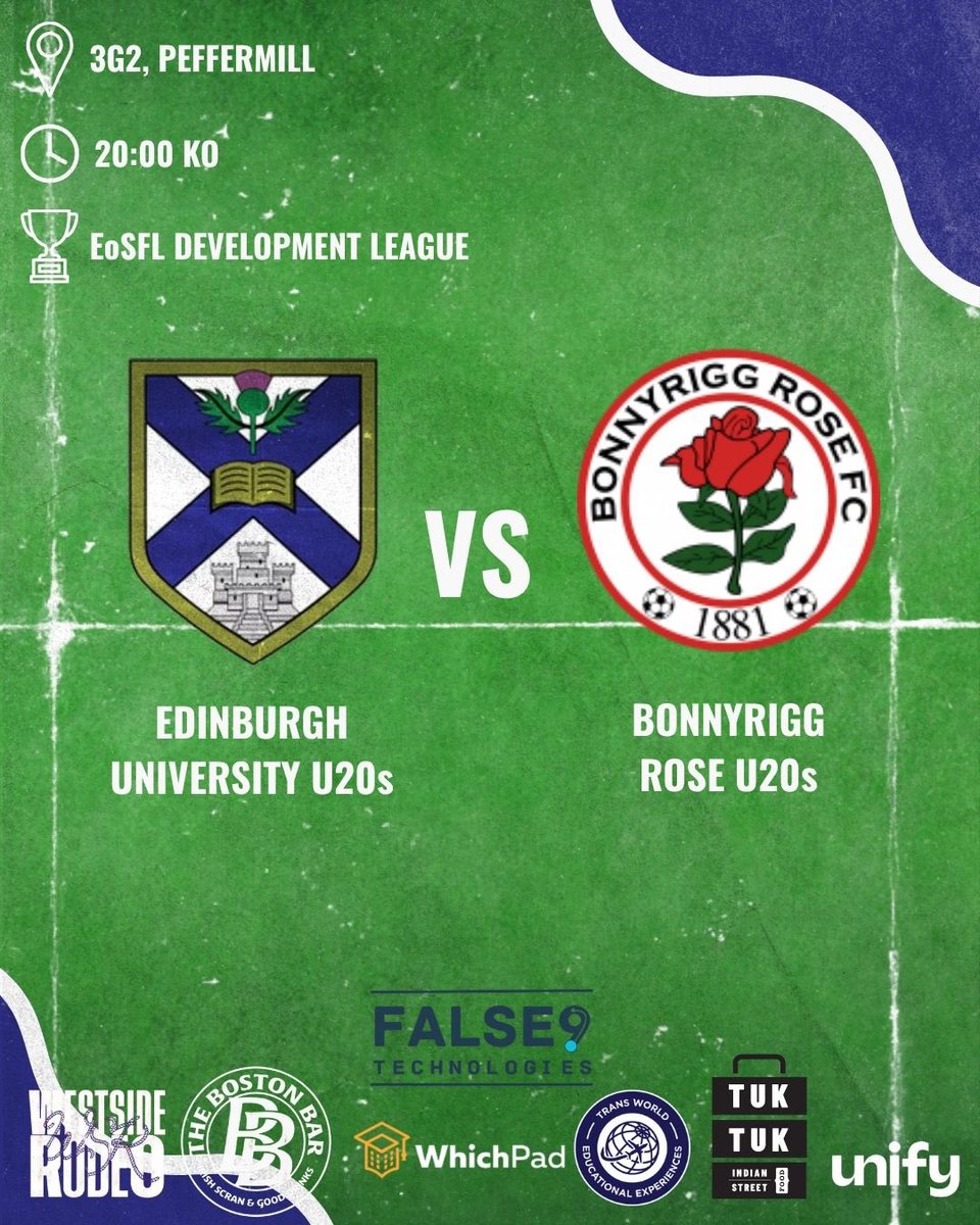 EdinburghUniAFC's tweet photo. EUAFC Weekend Fixtures⚽️

The 1s return to Whitburn in the Challenge Cup 2nd round tomorrow after a narrow defeat a couple weeks ago.

The 20s start out their league campaign tonight with a home game against Bonnyrigg🌹

#OCOL💚💙 https://t.co/qyxMbNxPnC