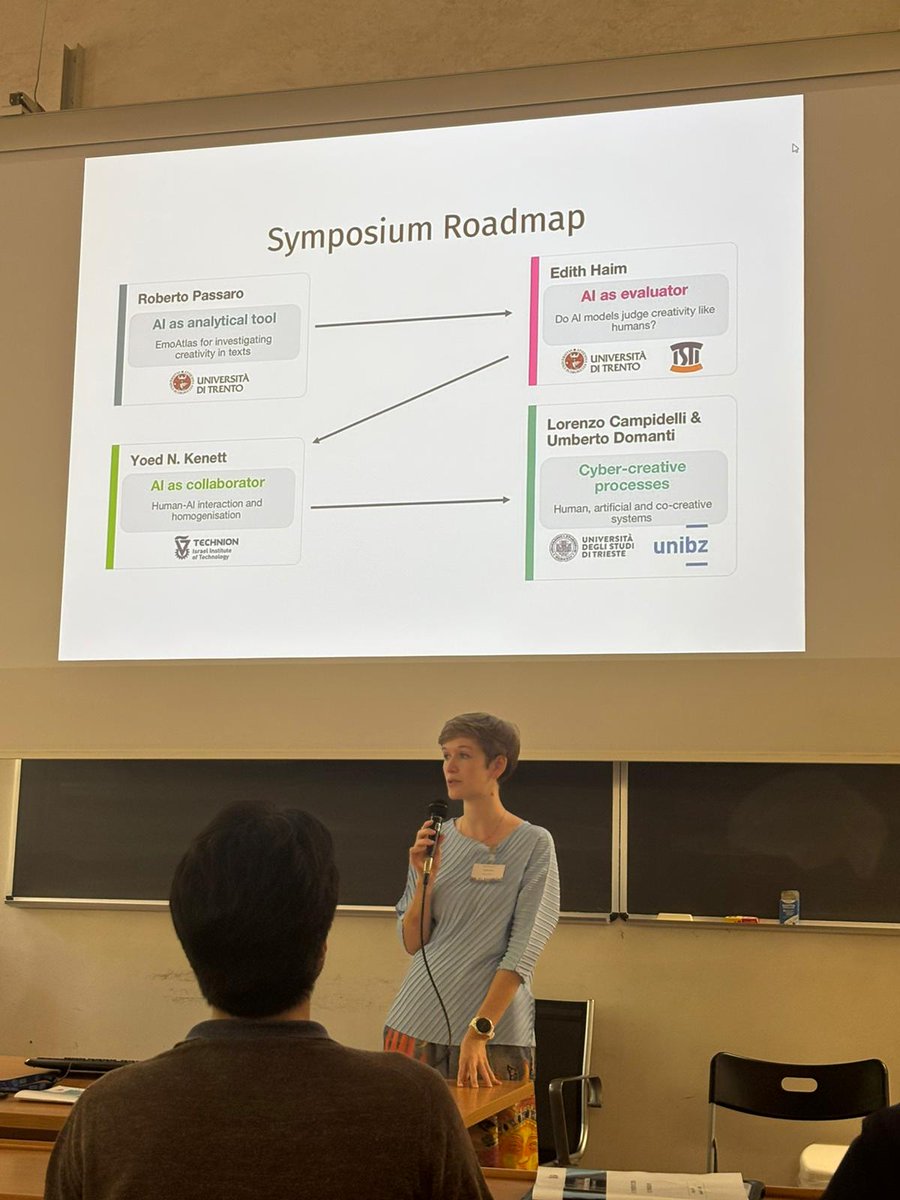 HaimEdith's tweet photo. An amazing week at the MIC conference 2026 in Bologna. Thanks for the opportunity to organise a symposium with the great Yoed Kenett, Lorenzo Campidelli, Umberto Domanti and Roberto Passaro about AI in creativity research 👏
#CogNosco @unitrento_dipsco https://t.co/r43EsxHaRz