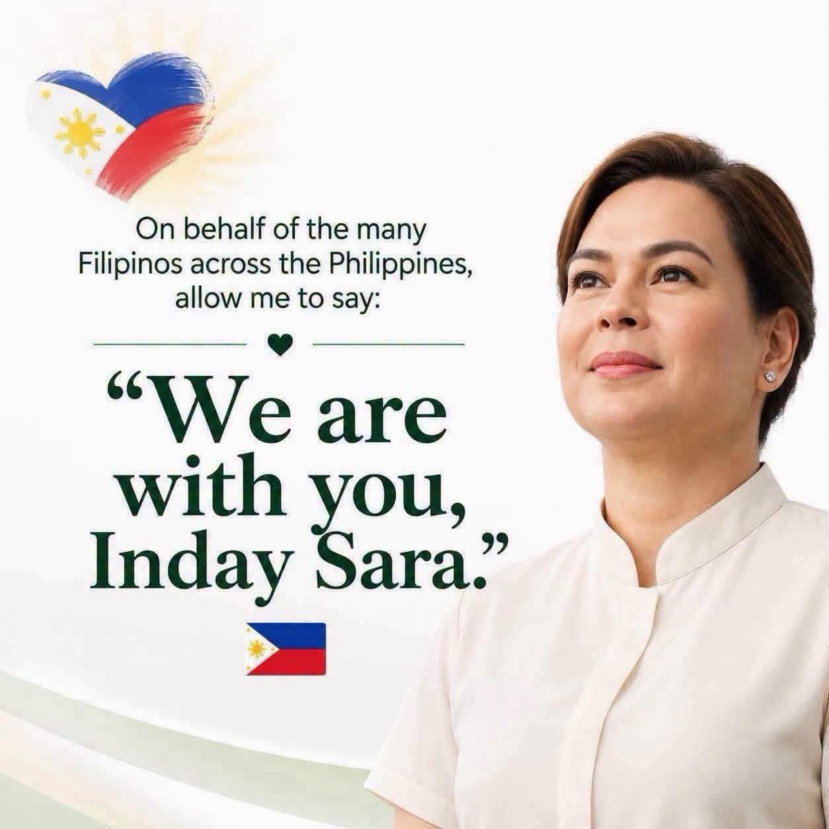 markleviste's tweet photo. We are with you @indaysara 🇵🇭 https://t.co/3C8Wg9njnR