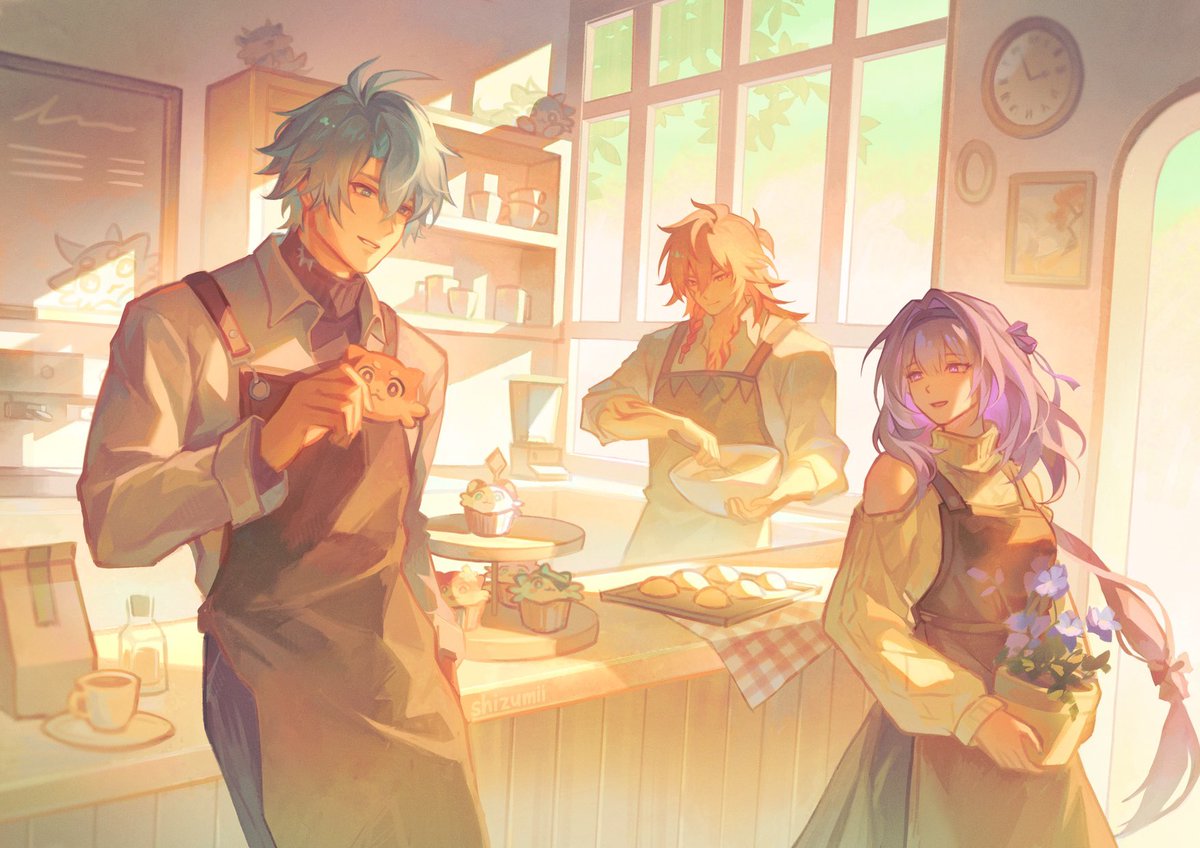 shi_zumii's tweet photo. halcyon days ☀️🥐

full piece for the sun aloft phainon fanbook!

#phainon #HonkaiStarRail https://t.co/GQAeIAw4HX
