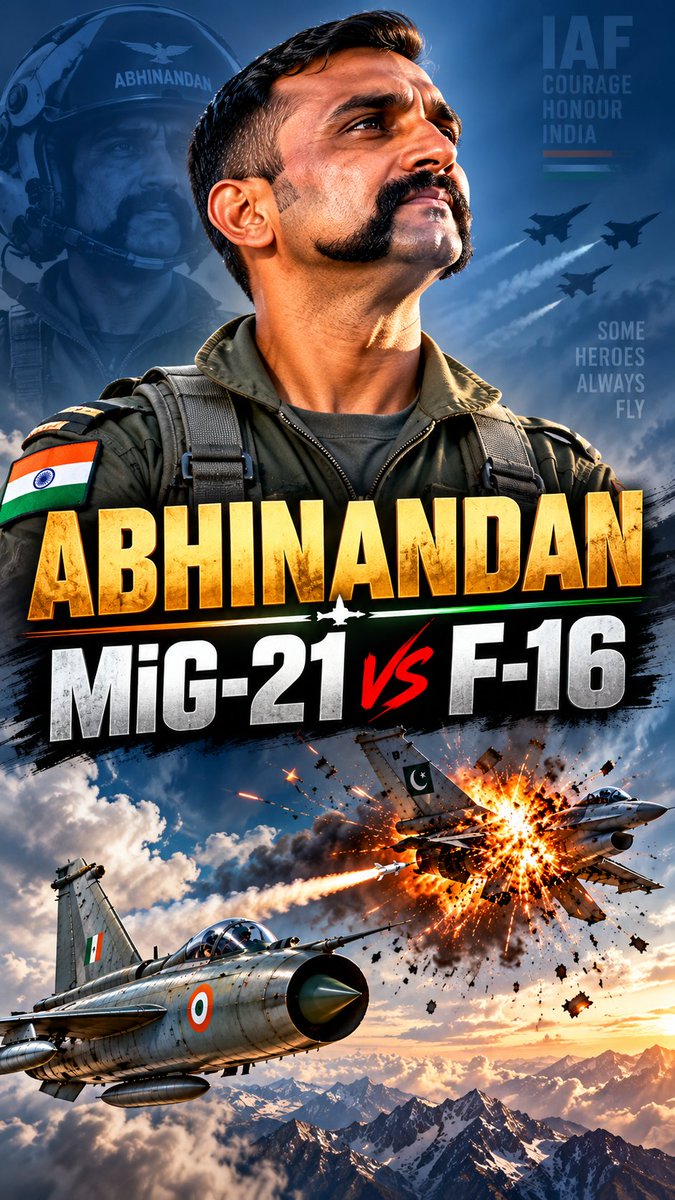 NDIndiaFirst's tweet photo. 🇮🇳 Abhinandan Varthaman: #MiG21 vs #F16
27 Feb 2019: Abhinandan engaged Pakistani aircraft in a dramatic aerial battle. India says he shot down an F-16 before his MiG-21 was hit.
Captured. Repatriated. Vir Chakra. Returned to flying.
2026: A new cockpit. ✈️
#AbhinandanVarthaman https://t.co/1b6XzBuQY7