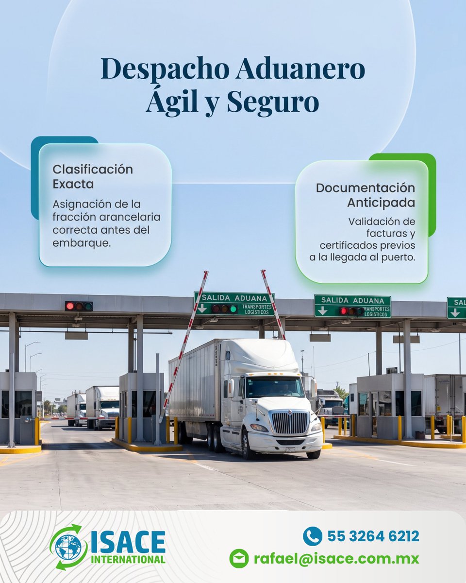 IsaceInt's tweet photo. Lograr un despacho aduanero sin demoras exige planeación documental y clasificación arancelaria exacta antes de que la carga llegue al puerto. Evita multas y altos costos de almacenaje anticipando tus trámites. 26 años de agilidad logística con ISACE International. 🚢📦 https://t.co/g5JoZnSDbH