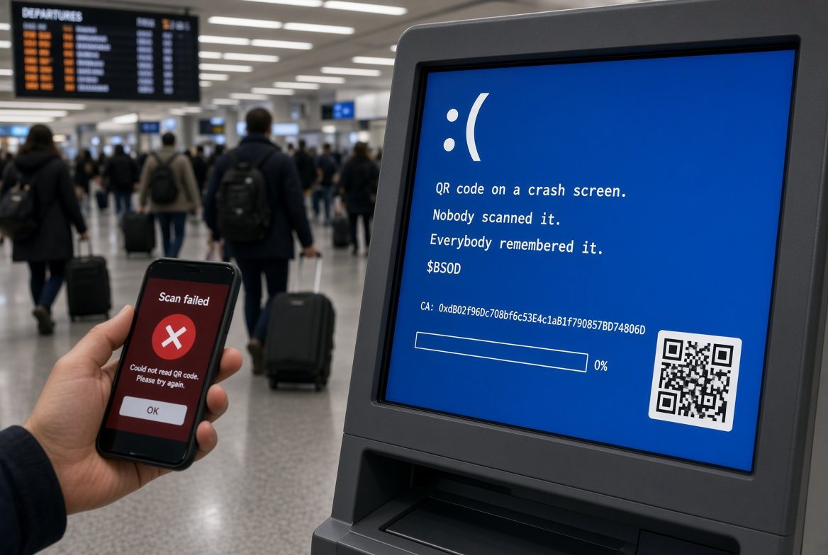 BSODRH's tweet photo. QR code on a crash screen.
Nobody scanned it.
Everybody remembered it.
$BSOD

CA: 0xdB02f96Dc708bf6c53E4c1aB1f790857BD74806D https://t.co/Sk1jlByEeq