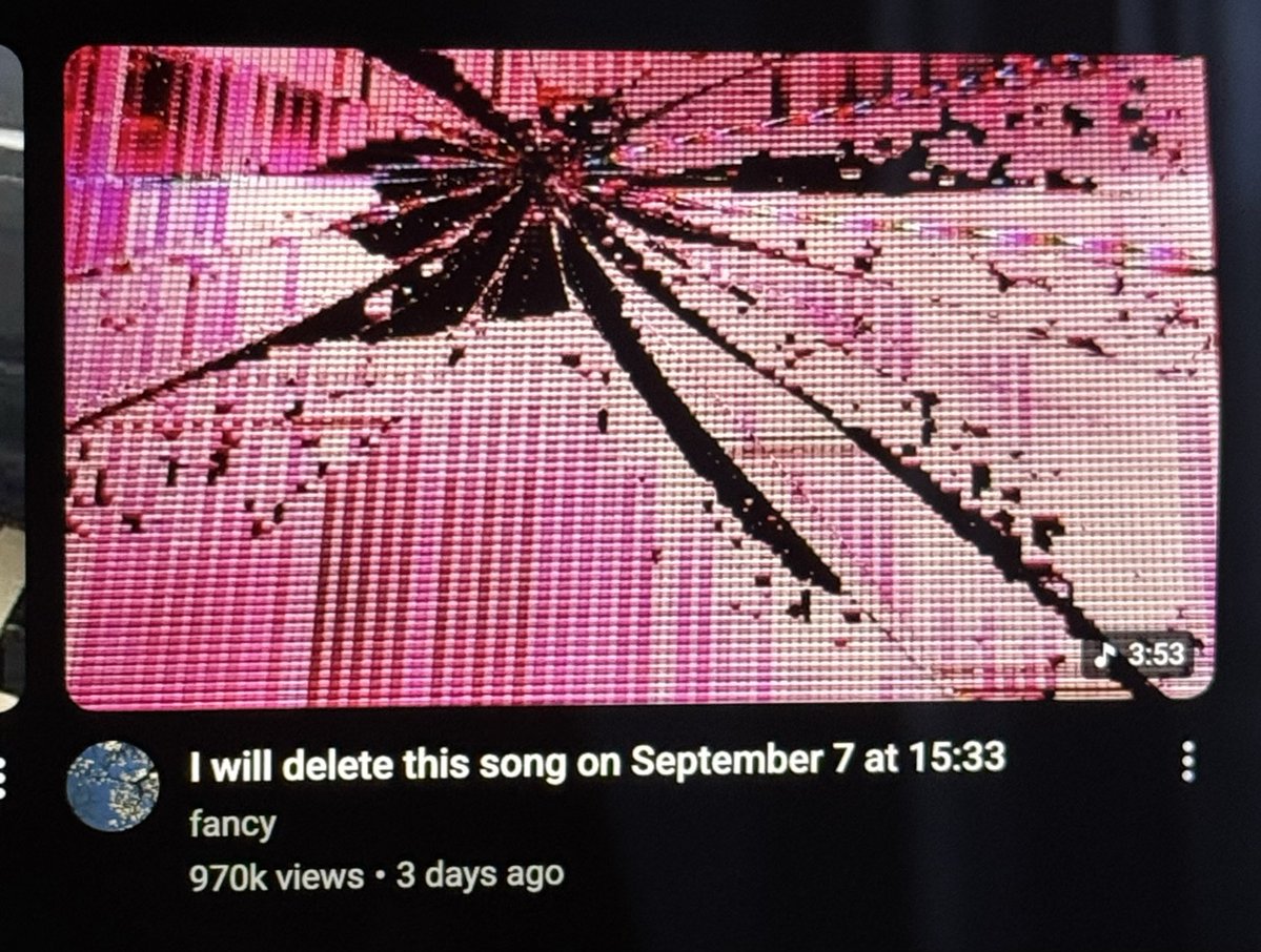 Meringue_33's tweet photo. this is so stupid, the last time i saw this video on my homepage it said "i will delete this song on september 4th", this is so lame, farming views like that https://t.co/hmMbCOoKS9