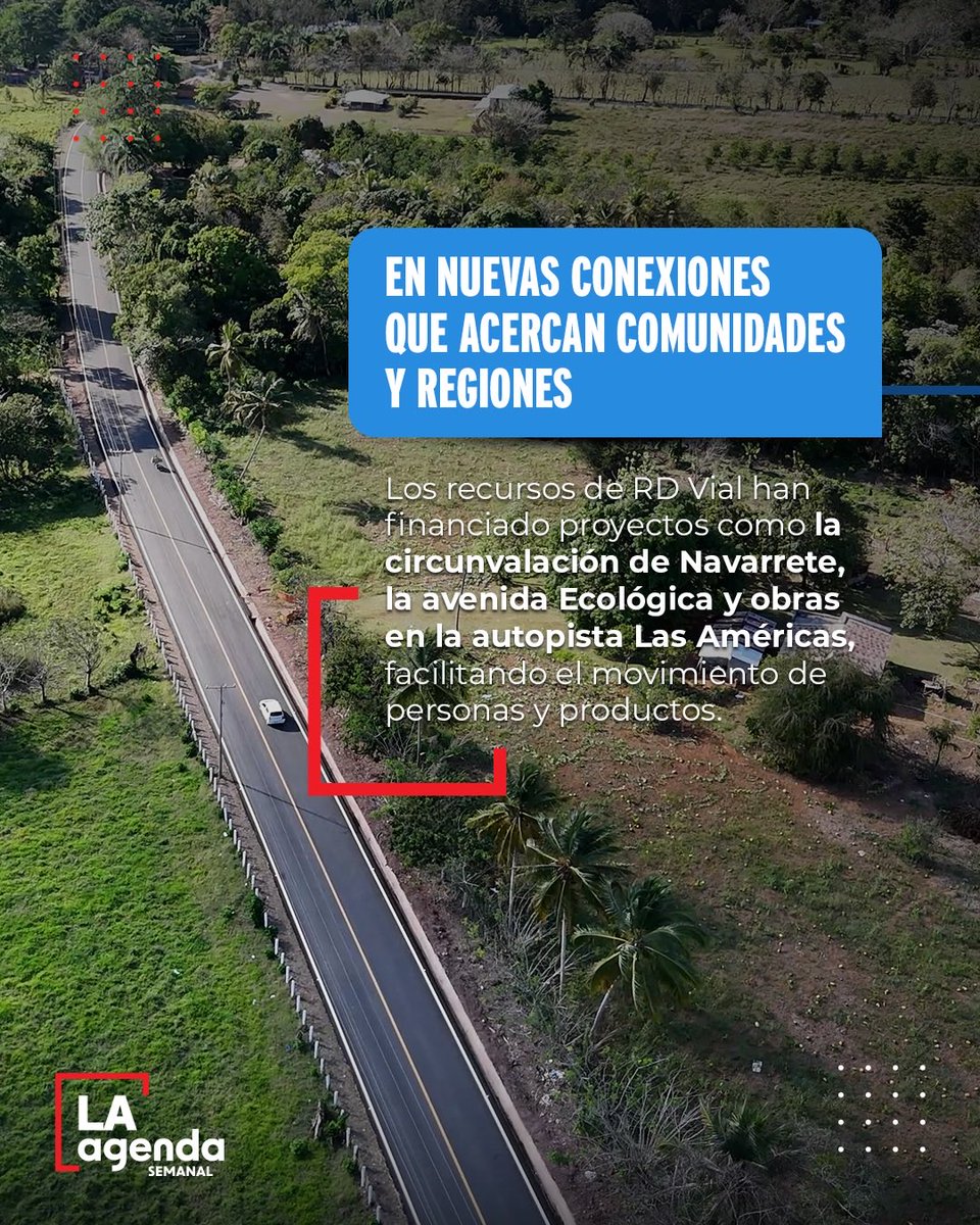 RD_VIAL's tweet photo. Cada mejora en nuestras vías tiene un impacto directo en la vida diaria.

Por eso seguimos mejorando la red vial y fortaleciendo los servicios que acompañan a quienes se mueven por el país. https://t.co/X6yHC9sBa5