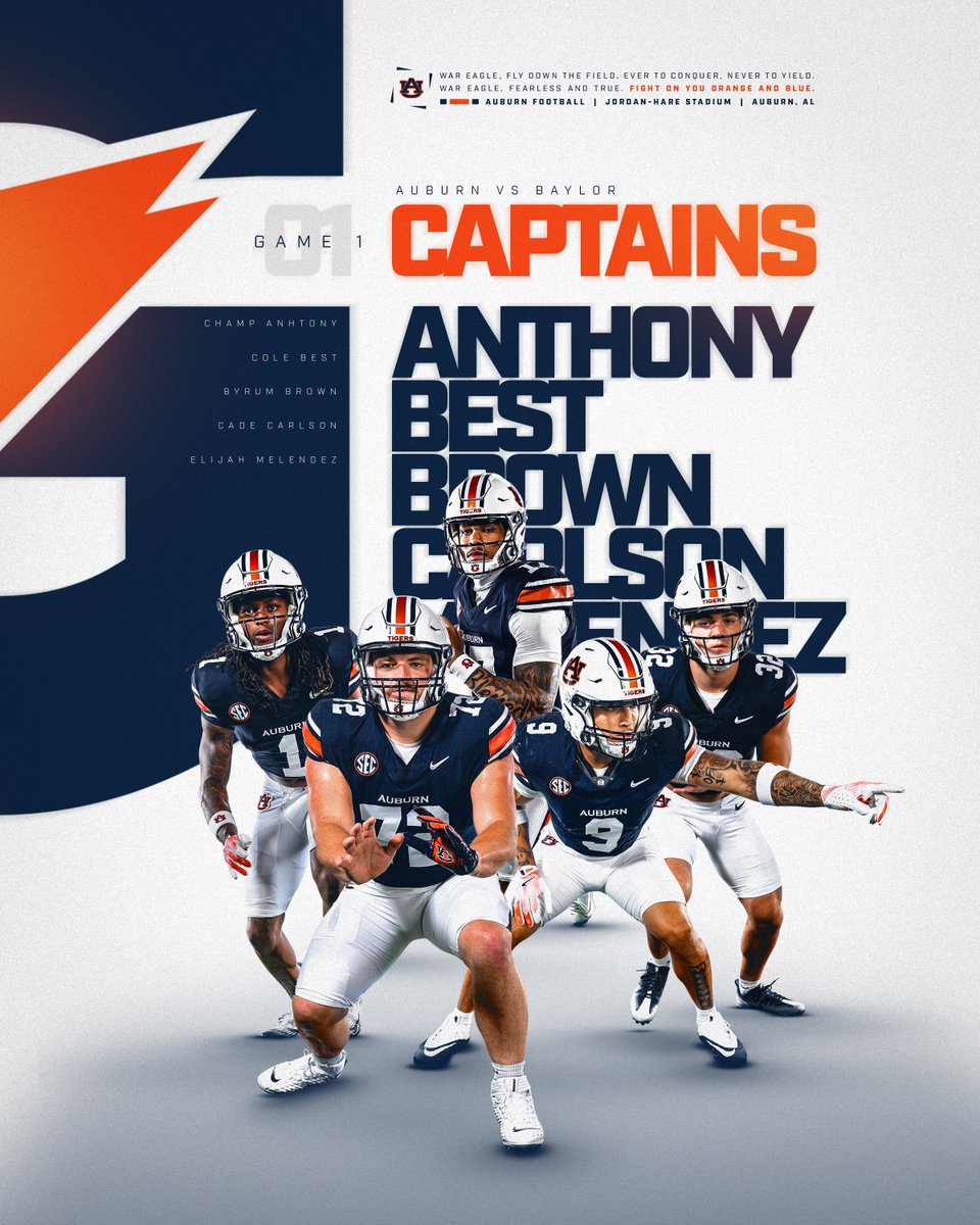 Auburn Football: Our Game 1 Captains 🦅