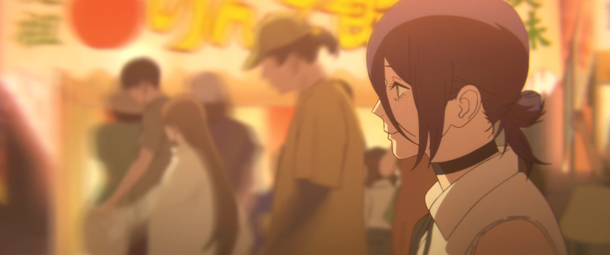 RezeArcFrames's tweet photo. I really like all the POV shots in the festival scene. It helps to show that Denji can't look away. It's a form of fan service to see the love interest make eye contact with us, the viewer, as well. https://t.co/VaoNra53XJ