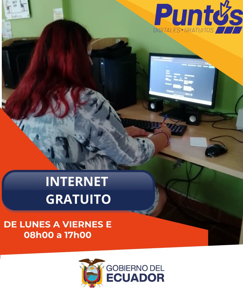 PDEMindo's tweet photo. ¡INTERNET GRATUITO PARA TODOS! 
Ponemos la tecnología al alcance de la comunidad.
Disfruta de internet gratuito para realizar tus tareas, investigaciones, trámites y actividades digitales. 
🗓️ De lunes a viernes
⏰ 08h00 a 17h00
💙 ¡Ven, conéctate y aprovecha este espacio! https://t.co/XLvXCvbUu6