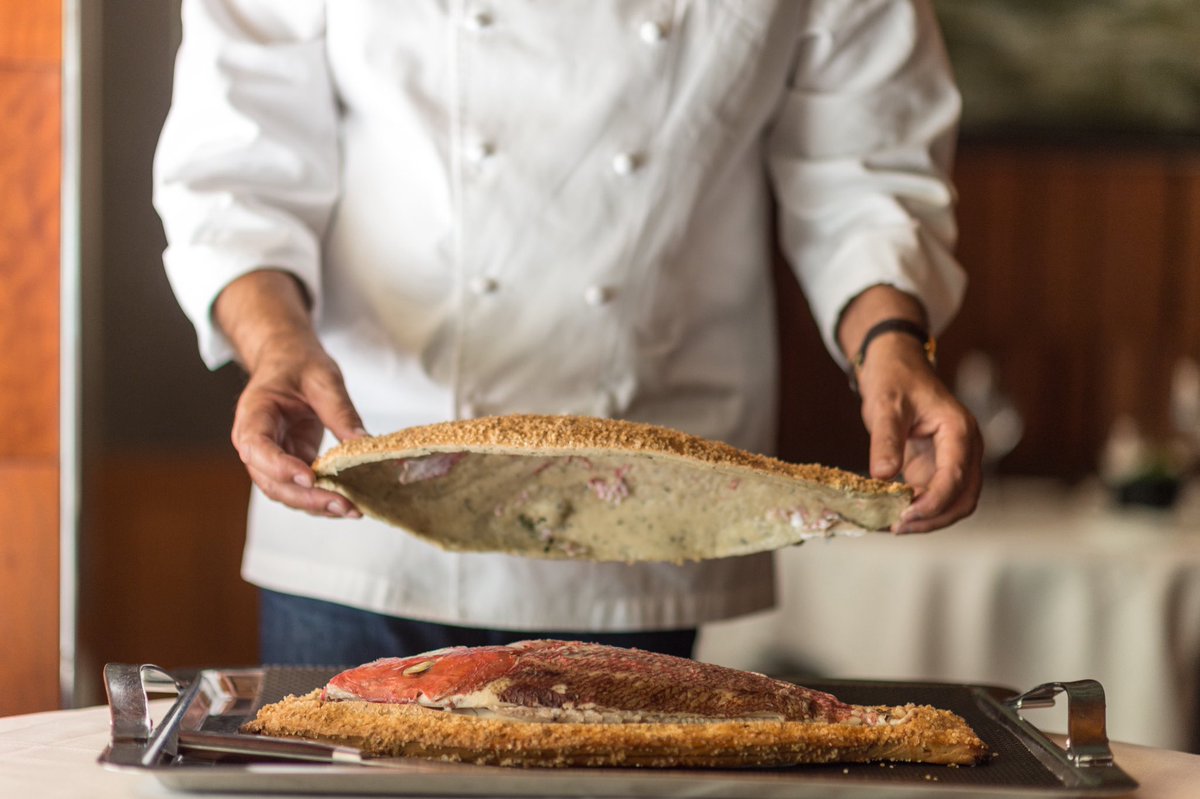 ericripert's tweet photo. Whole Red Snapper Baked in Fresh Herbes de Provence-Salt-Crust, Bayaldi Gratin https://t.co/ycHwwouDLx