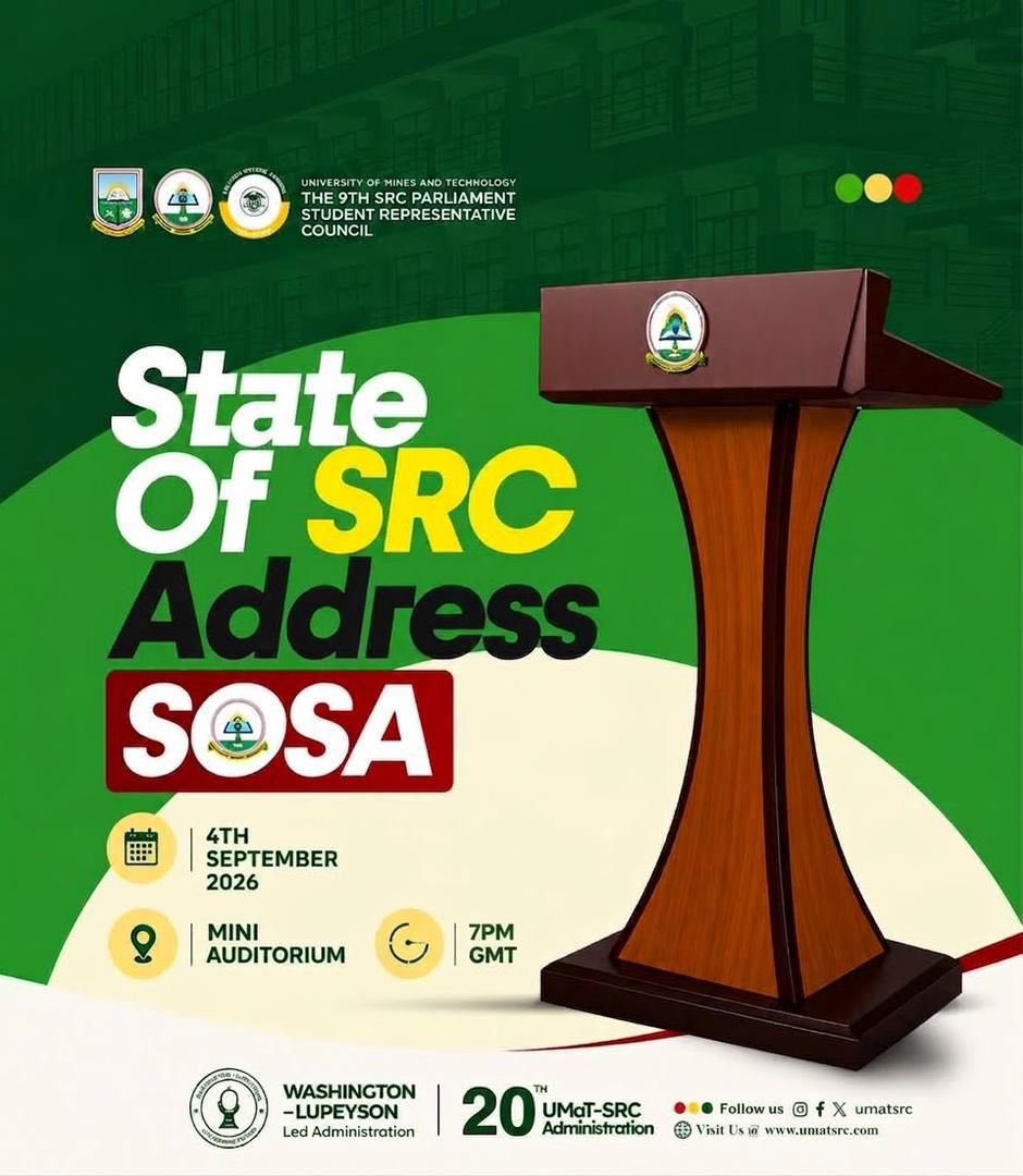 UMaTTodayNews's tweet photo. UMaT-SRC President Emmanuel Washington Asumang is set to deliver his final State of SRC Address (SOSA) as SRC President, as his tenure draws to a close. 🎙️

Stay tuned as we bring you real-time updates and highlights from the SOSA. 👀🔥

#UMaTTodayReport https://t.co/bd1k12Xjei