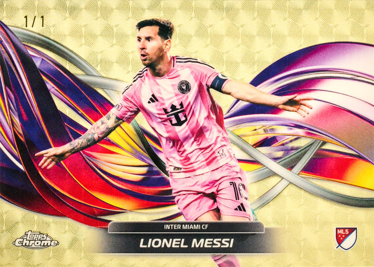 Topps's tweet photo. FIRST LOOK: Messi's 1-of-1 Helix Superfractor in Topps Chrome MLS https://t.co/fiDdTK4vev