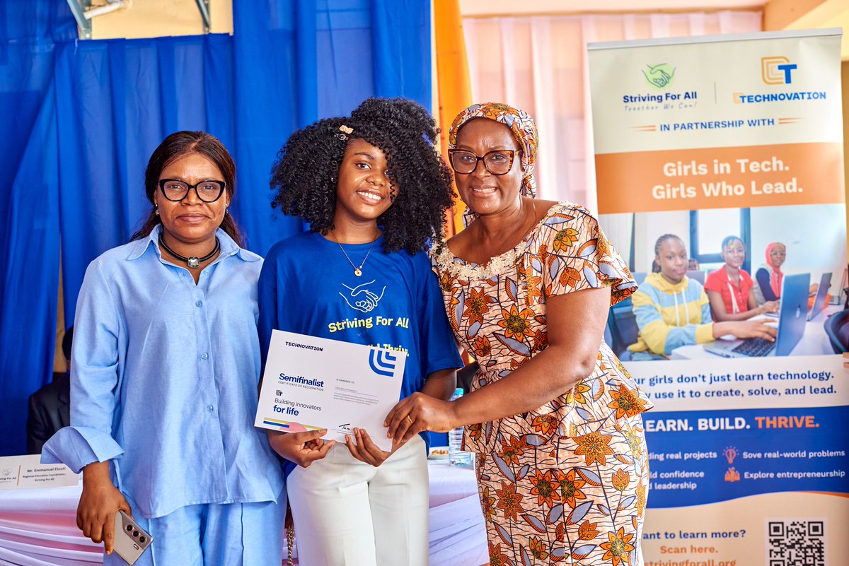 AllStriving's tweet photo. 118 students completed our 6th Thrive Center session in Douala! 🎓

We also celebrated our Technovation Girls representing Cameroon globally, with 2 SFA teams reaching the semifinals.

https://t.co/IRGQOQQQih 
#StrivingForAll #Cameroon https://t.co/mKP1DoJLPT