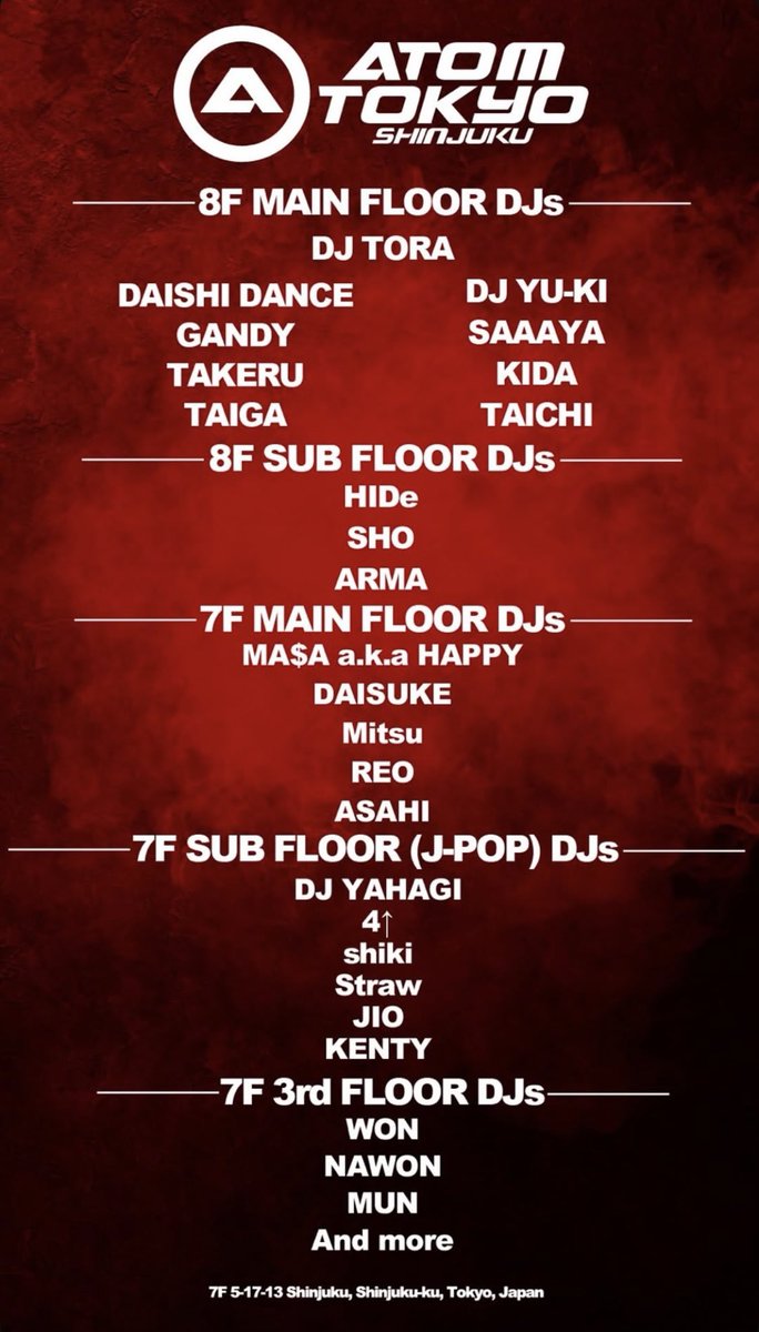 CLUB89429415's tweet photo. 今夜9/4開催中！！
新宿 "ATOM SHINJUKU"

ゲストお取り出来ます！
希望の方はお気軽にLINEで連絡下さい！ 

アトムゲスト / ATOMゲスト 
アトム新宿ゲスト / ATOM新宿ゲスト https://t.co/Ec71baAmZZ