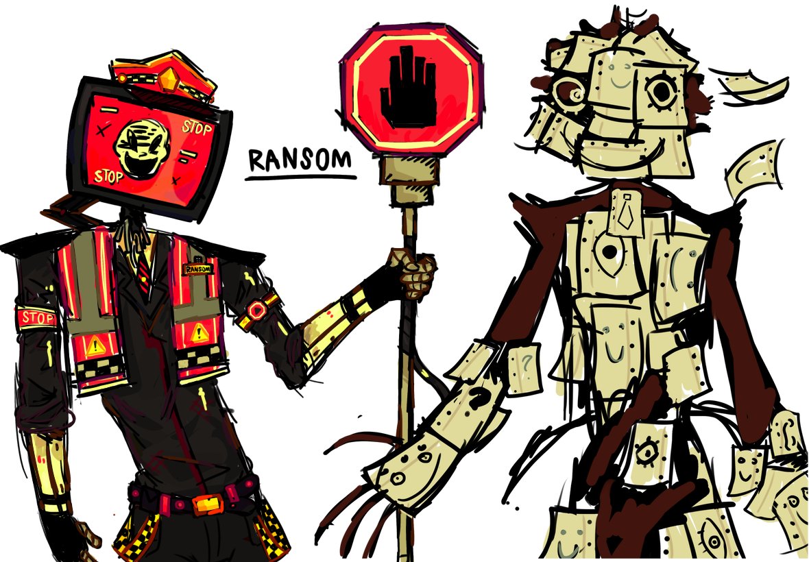 inkyinking's tweet photo. i need to post something so have my ransom and scribbles designs bash doesn’t get one it made me mad #robloxdoors https://t.co/Tu3e35XrR8