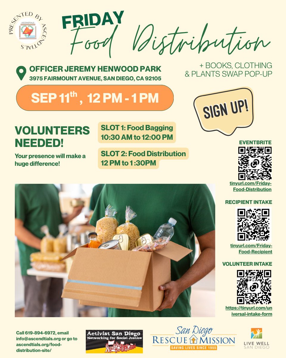 ascendtials's tweet photo. 🌿Friday Food Distribution next week🥖

Sign up to receive fresh groceries and connect with local resources!

Recipient intake: https://t.co/xbA7M3ltFU 

#ASCENDtials #FoodDistribution https://t.co/xxQuHU3QIW
