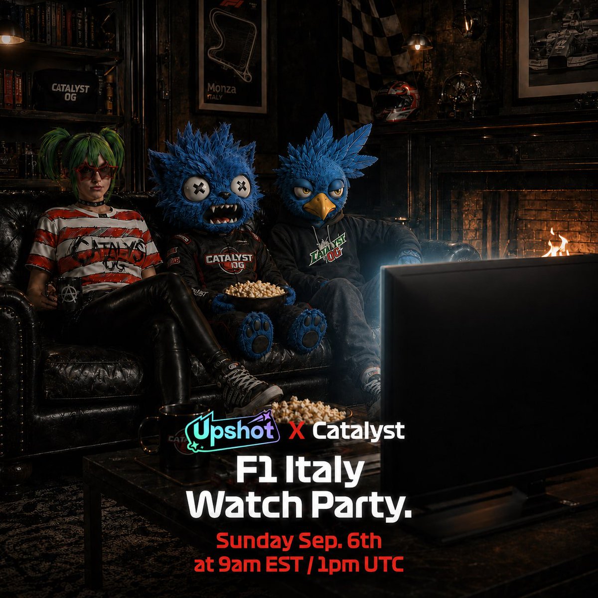 TheCatalystOG's tweet photo. VROOM VROOM

This weeks Catalyst X @upshot_cards watch party is going to Italy for this weeks F1 Grand Prix.

Join us as we'll be opening packs, making live predictions, and more.

We'll be going Live this Sunday, Sep 6th at 9am EST on the Upshot X account.