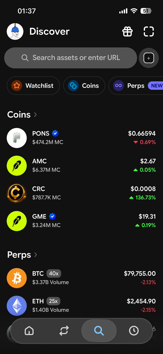 MemeIndexer's tweet photo. Started using @baseapp today, and I already don’t need to jump to Dexscreener every time I want to analyze a chart.

Candles + a proper crosshair cursor make a huge difference.

A few things I’d improve next:

→ Skip the first Discover page with coins/perps and go straight to the feed, with a dropdown to switch categories.

→ When I tap Discover, remember my preferred view. I want to land directly in my meme scope and switch categories from the top.

The goal is simple: make @baseapp good enough that I can discover, analyze and trade trending coins without constantly leaving for Dexscreener.

So I built a quick design demo of how I think it should work @jessepollak 

https://t.co/HhV8Gmhux6

Make the trader productive inside Base. 🔵