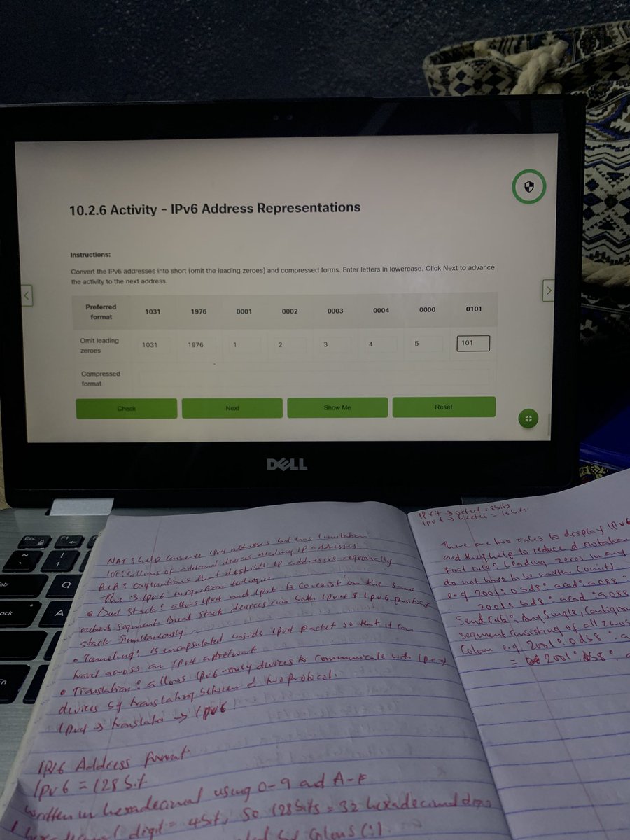 raheemah_abdul's tweet photo. Day  21 of my #70DaysOfCybersecurity 🔐

Today I learned about IPv6 address representation including how to omit leading zeroes and compress IPv6 addresses.
I also practiced it hands-on with a Cisco Networking Academy activity. 
128 bits → 8 hextets → hexadecimal
#Cybersecurity https://t.co/ElLP4kNyFC