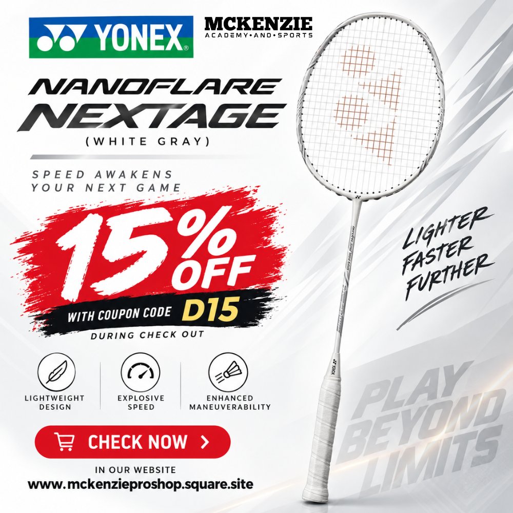 trainingatcbc's tweet photo. SPEED AWAKENS YOUR NEXT GAME
Looking for a racket that helps you play lighter, faster, and further?

Meet the Yonex Nanoflare Nextage (White/Gray) — designed for players who want speed and maneuverability without sacrificing performance.

GET 15% OFF
Use coupon code:

D15 https://t.co/hAqoWKi1Iq